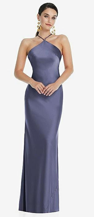 diamond halter bias maxi slip dress with convertible straps