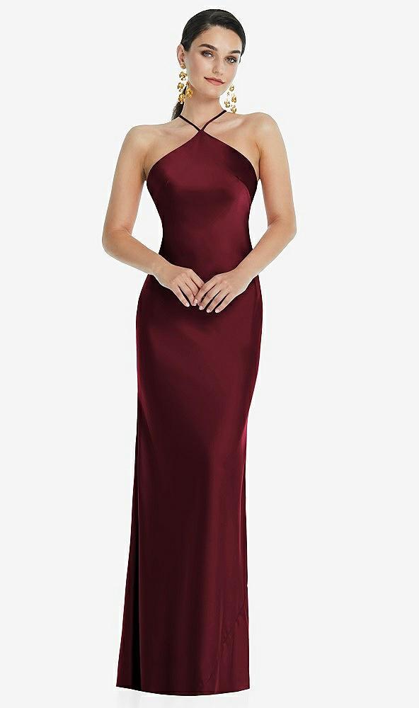 diamond halter bias maxi slip dress with convertible straps