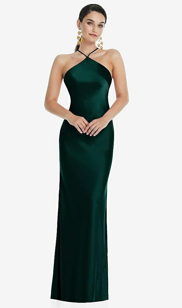 diamond halter bias maxi slip dress with convertible straps