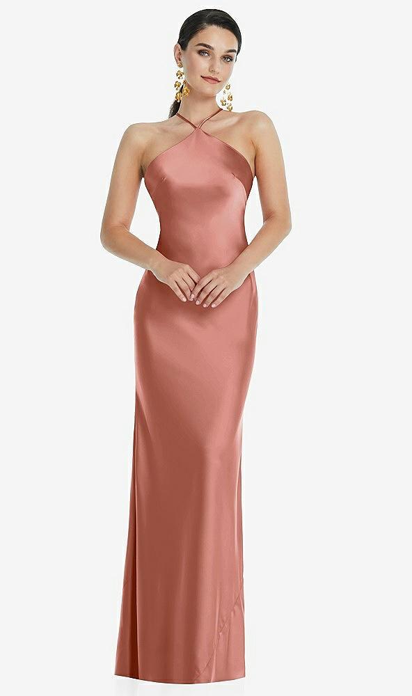 diamond halter bias maxi slip dress with convertible straps