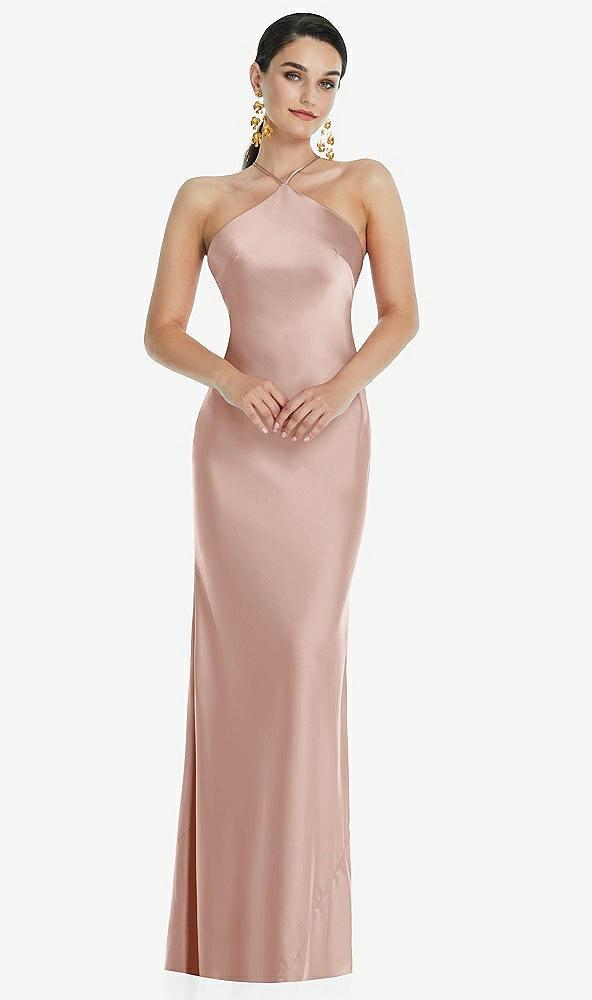 diamond halter bias maxi slip dress with convertible straps