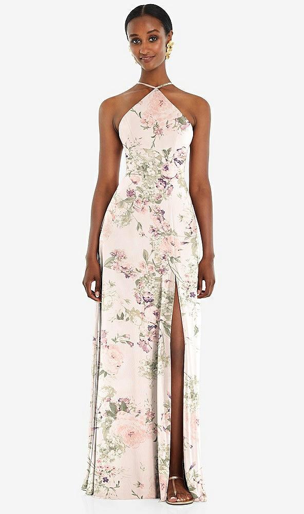 diamond halter maxi dress with adjustable straps