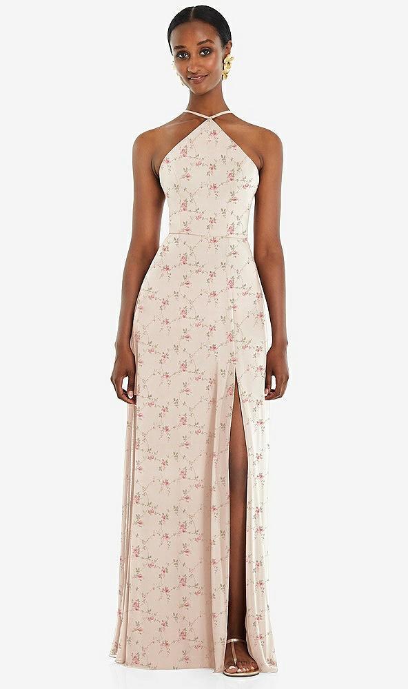 diamond halter maxi dress with adjustable straps