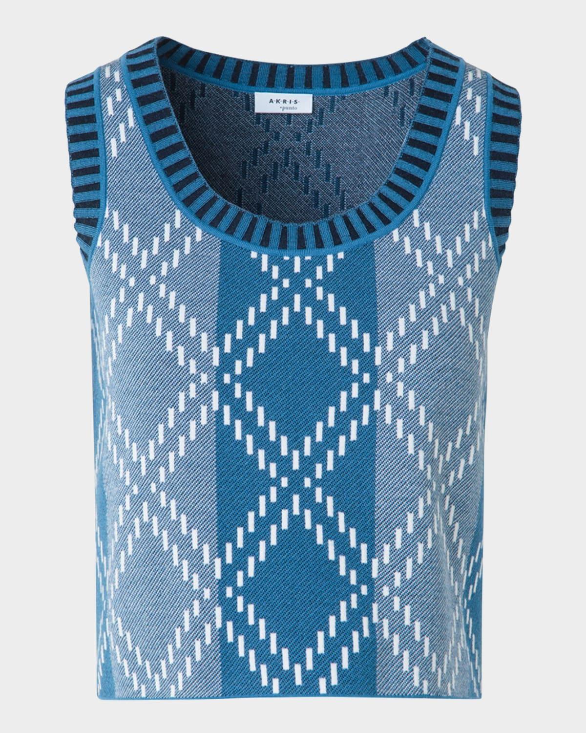 diamond jacquard merino wool top