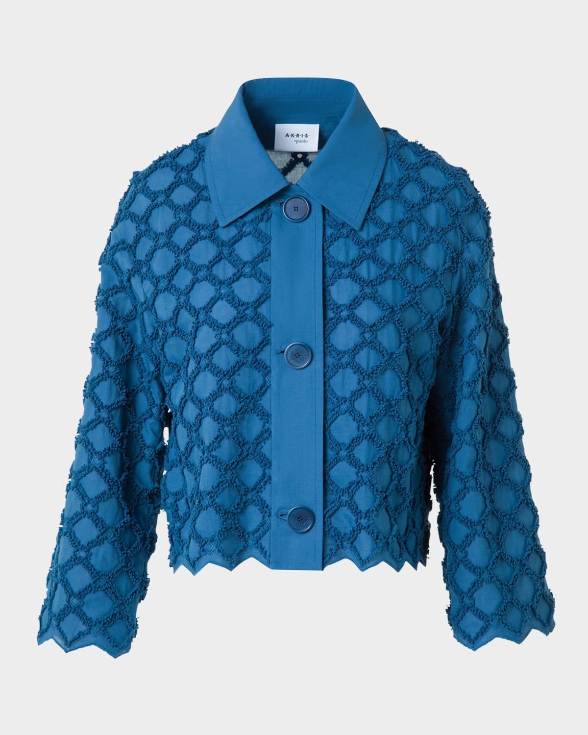 diamond plush embroidered cotton batiste shirt jacket