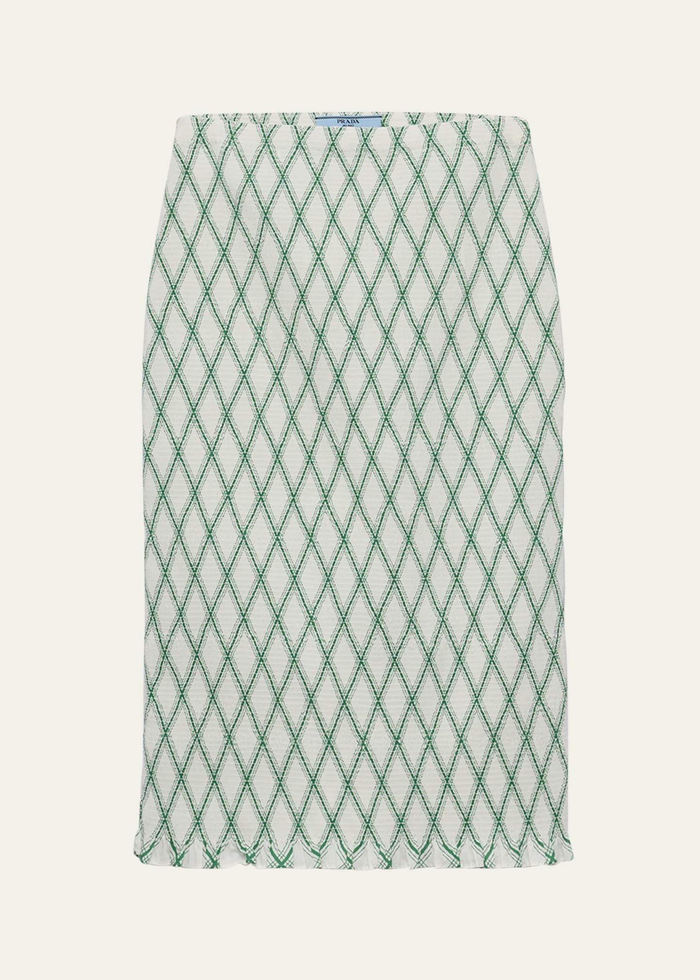 diamond smocked midi skirt