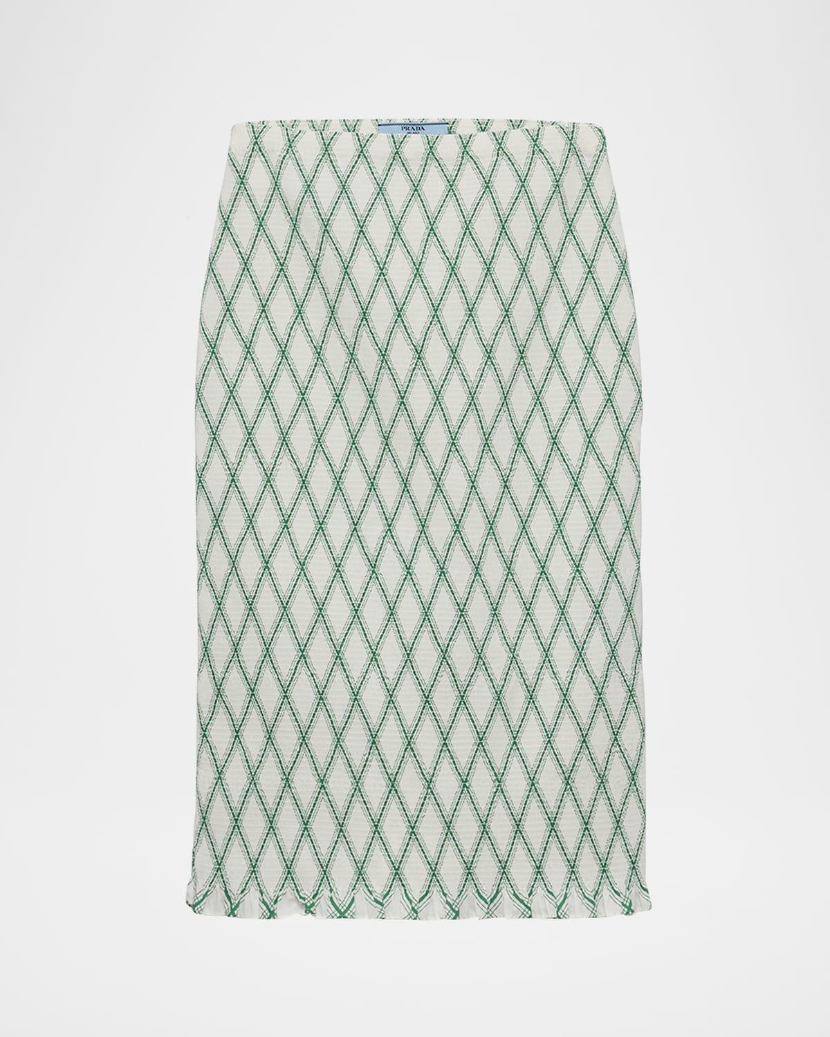 diamond smocked midi skirt