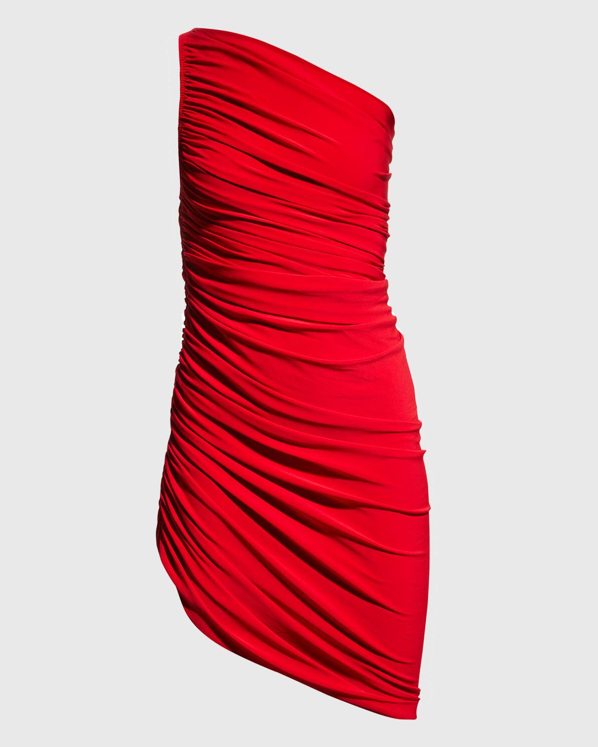 diana shirred asymmetric mini dress