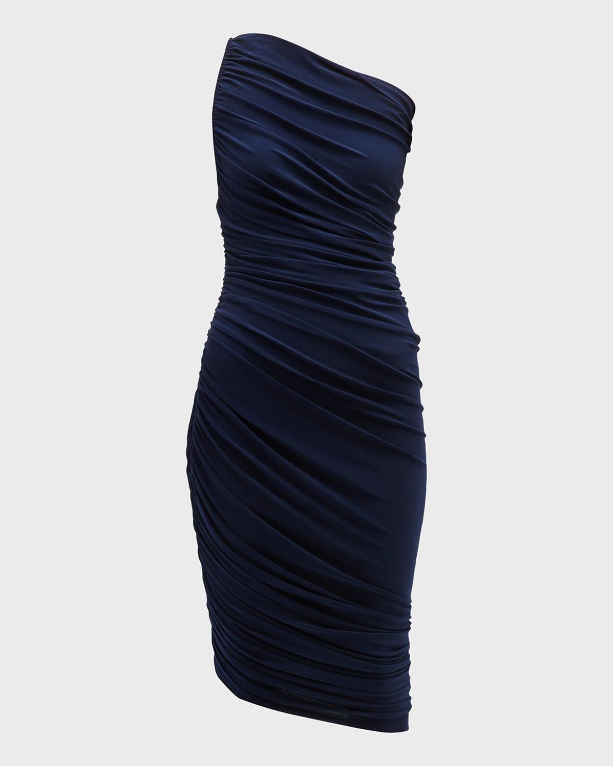 diana shirred one-shoulder asymmetric dress