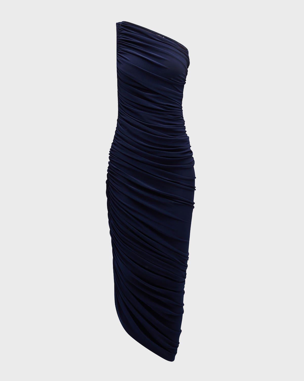 diana shirred one-shoulder gown