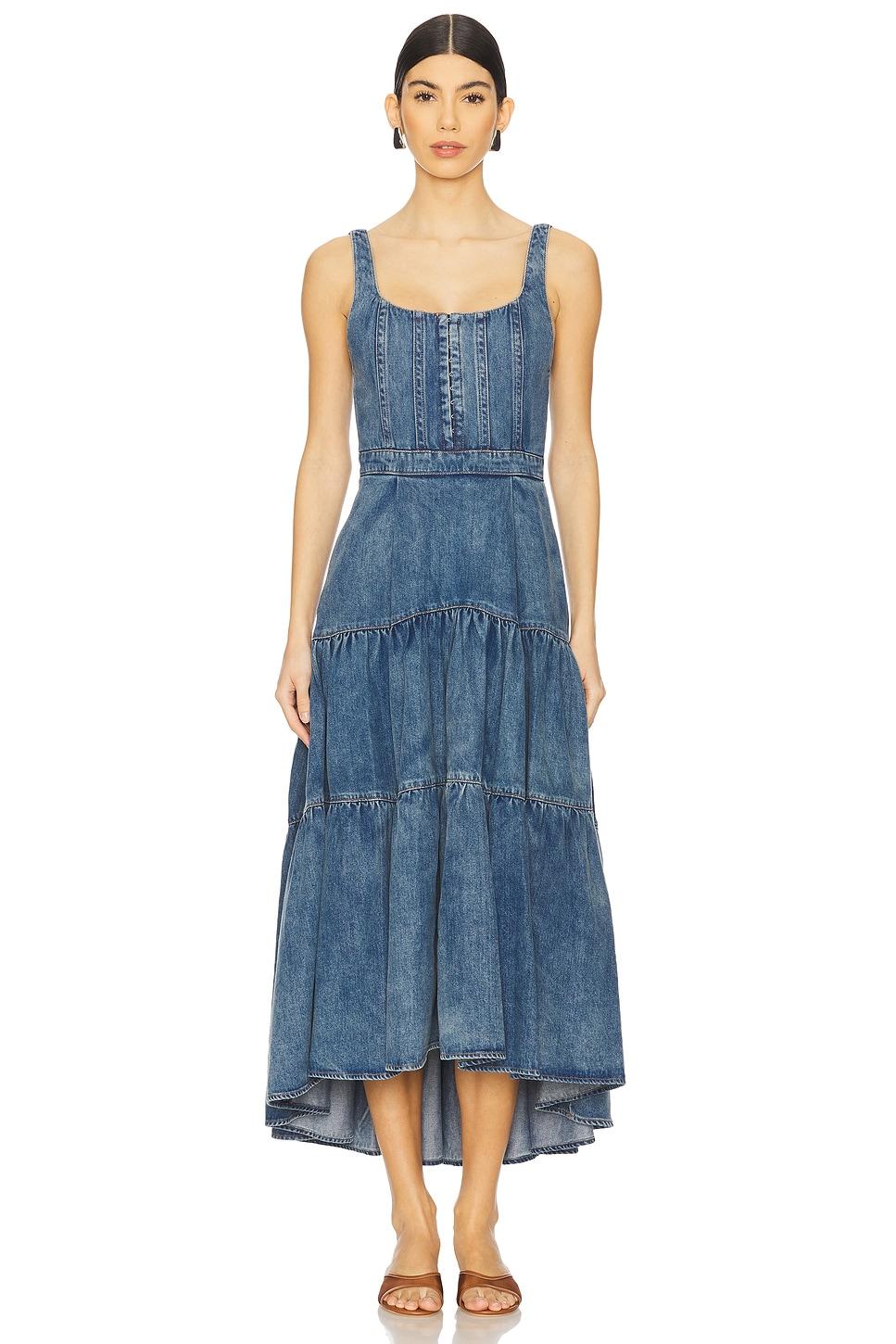 diana structured denim midi dress