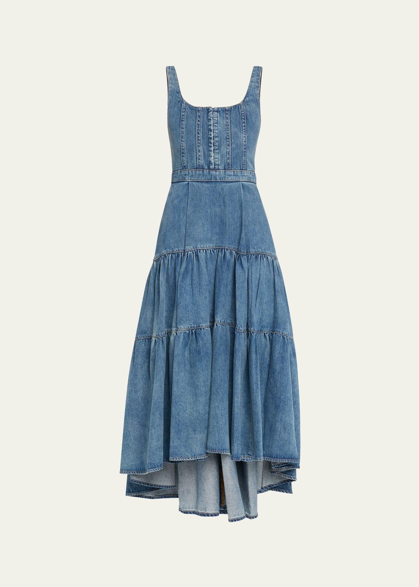 diana structured denim midi dress