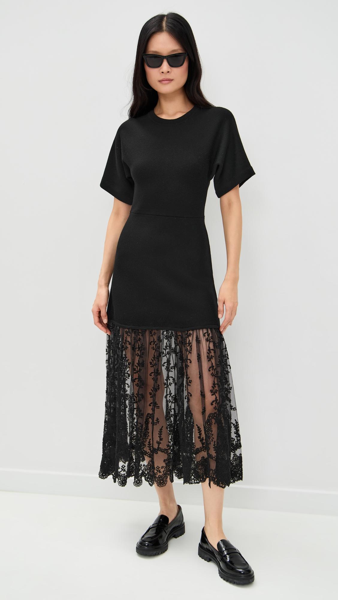 diane knit lace combo dress