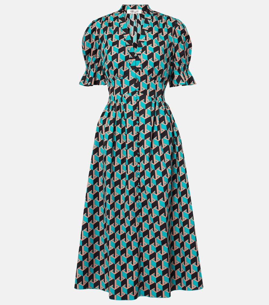 diane von furstenberg erica printed cotton midi dress
