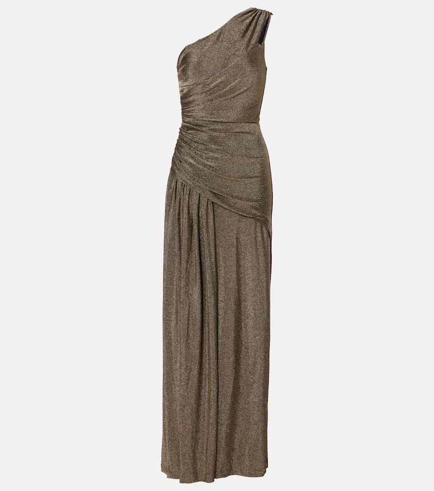 diane von furstenberg rafael asymmetric lamé maxi dress