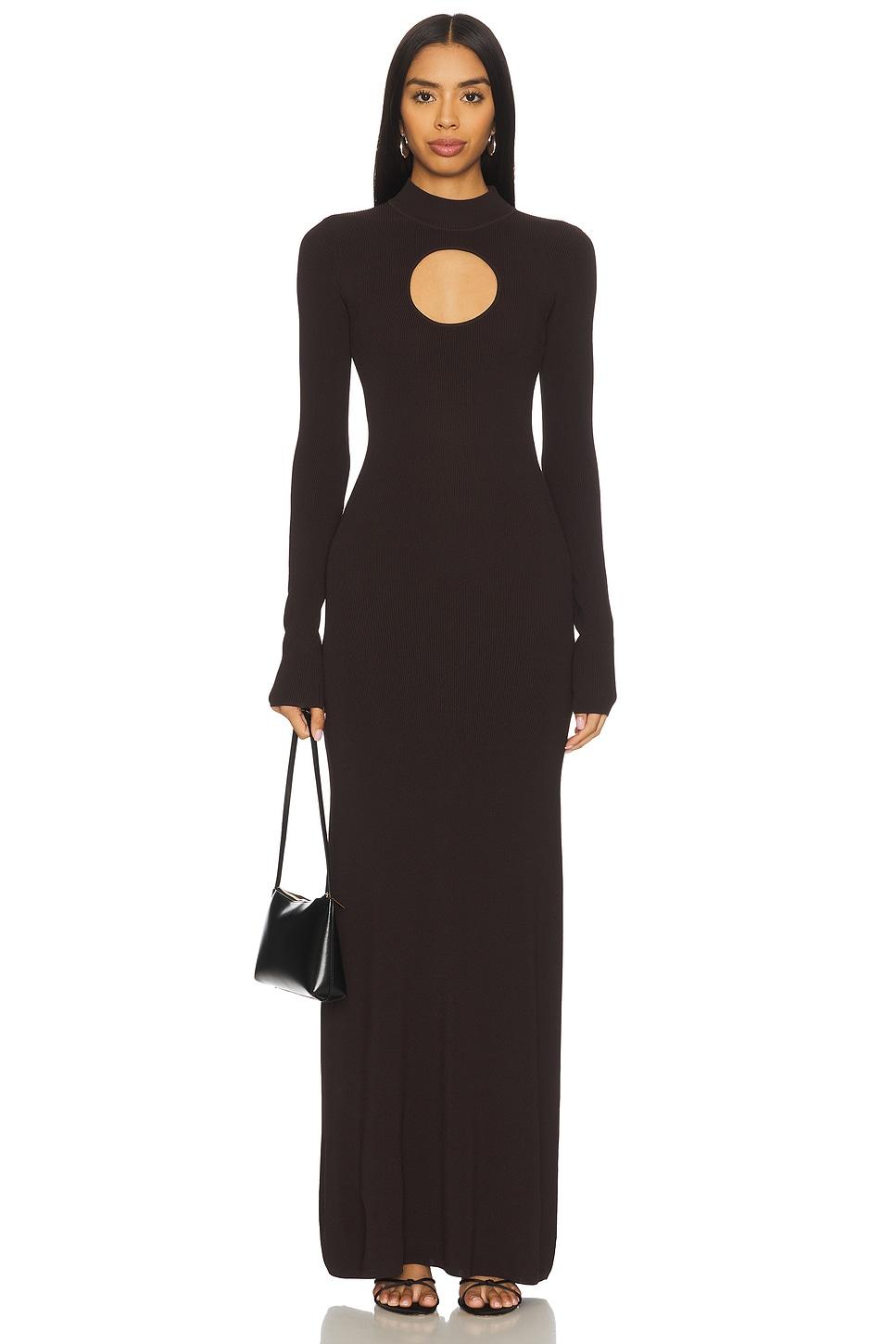 diantha long sleeve midi dress with circle cutout