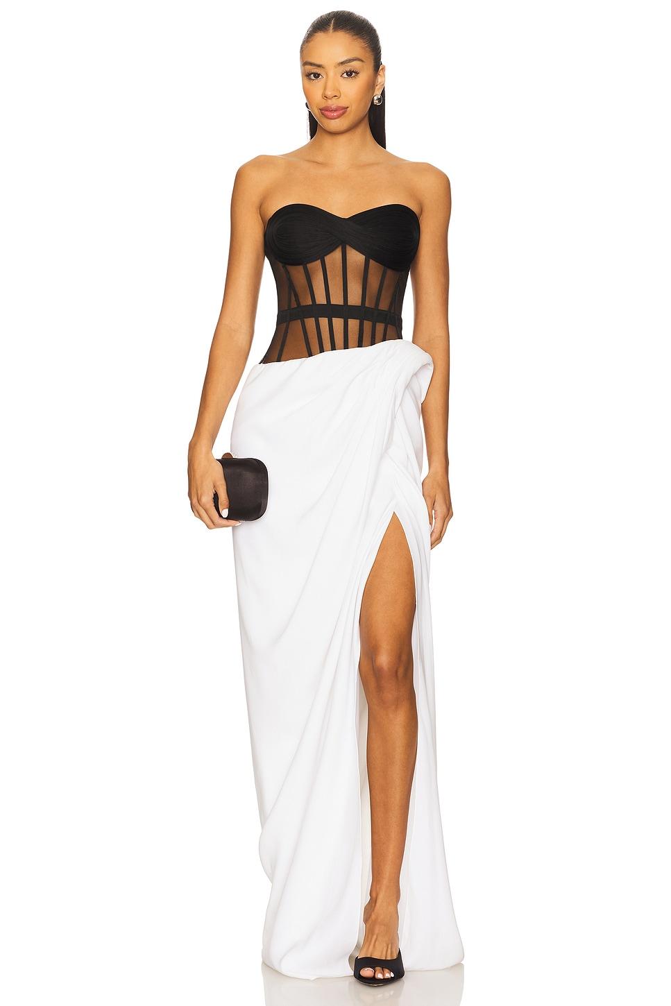 dichrome sculpted corset gown