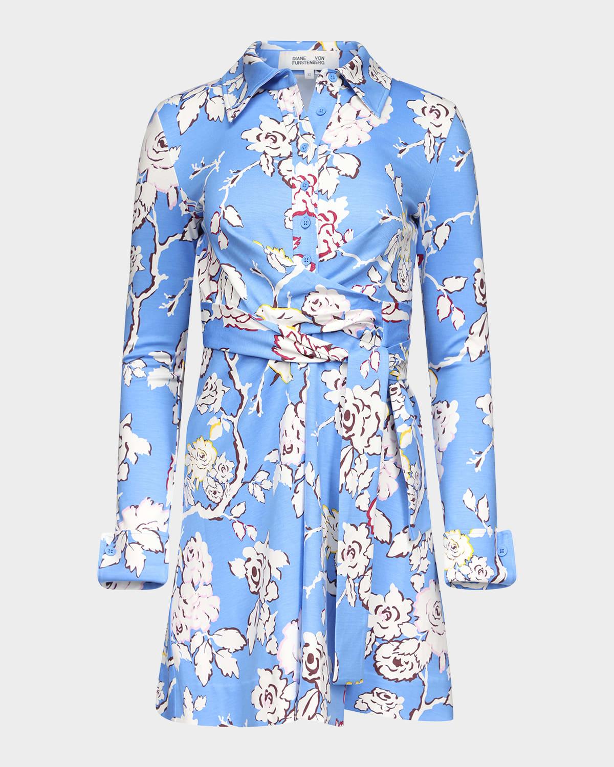 didi floral-print mini wrap shirtdress