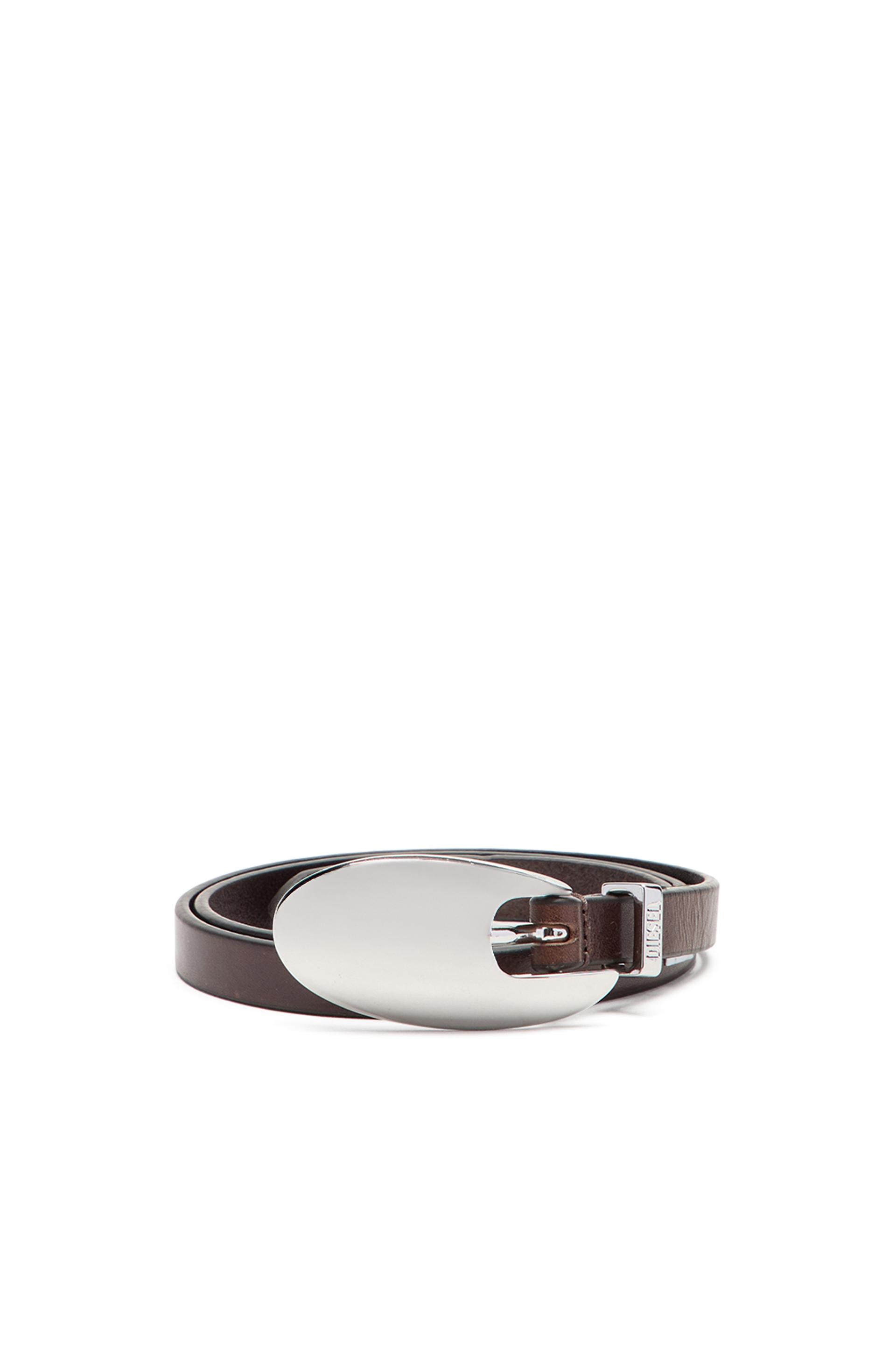 diesel - 1.5cm leather belt with sculptural buckle - belts - woman - brown