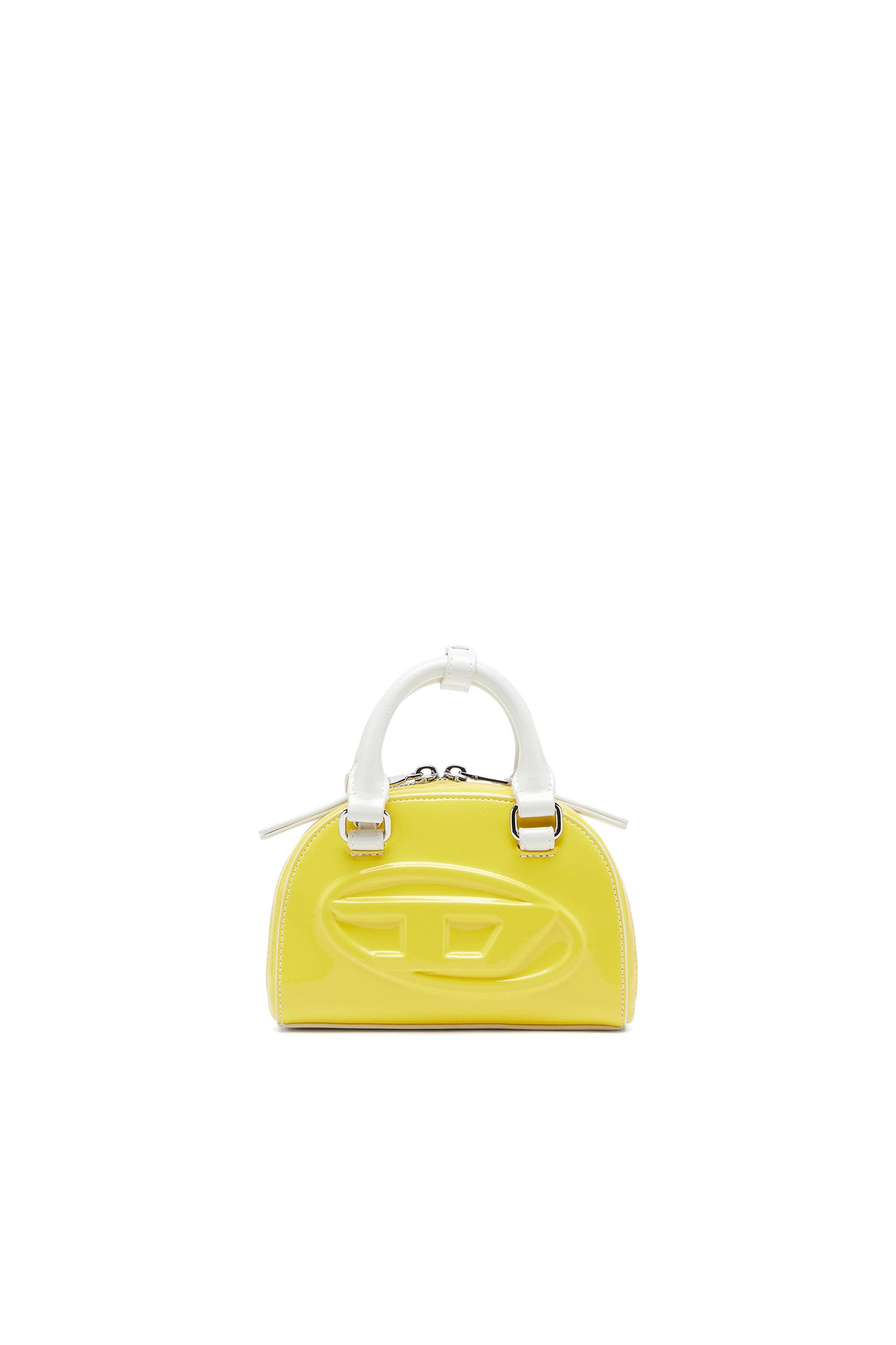 diesel - 1dr dome-mini crossbody bag with naplak effect - crossbody bags - woman - yellow