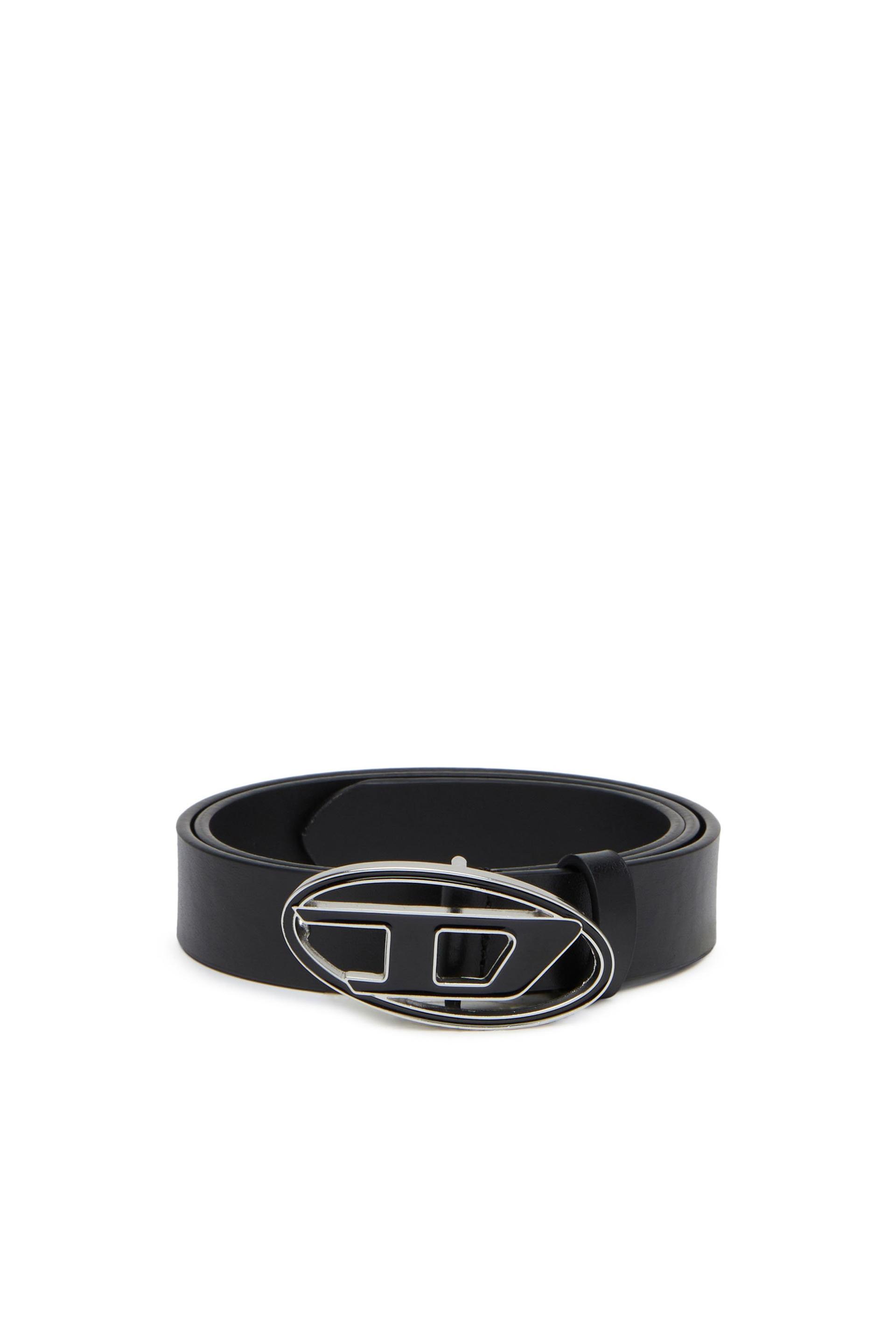 diesel - 2.4cm leather belt with enamelled buckle - belts - woman - black