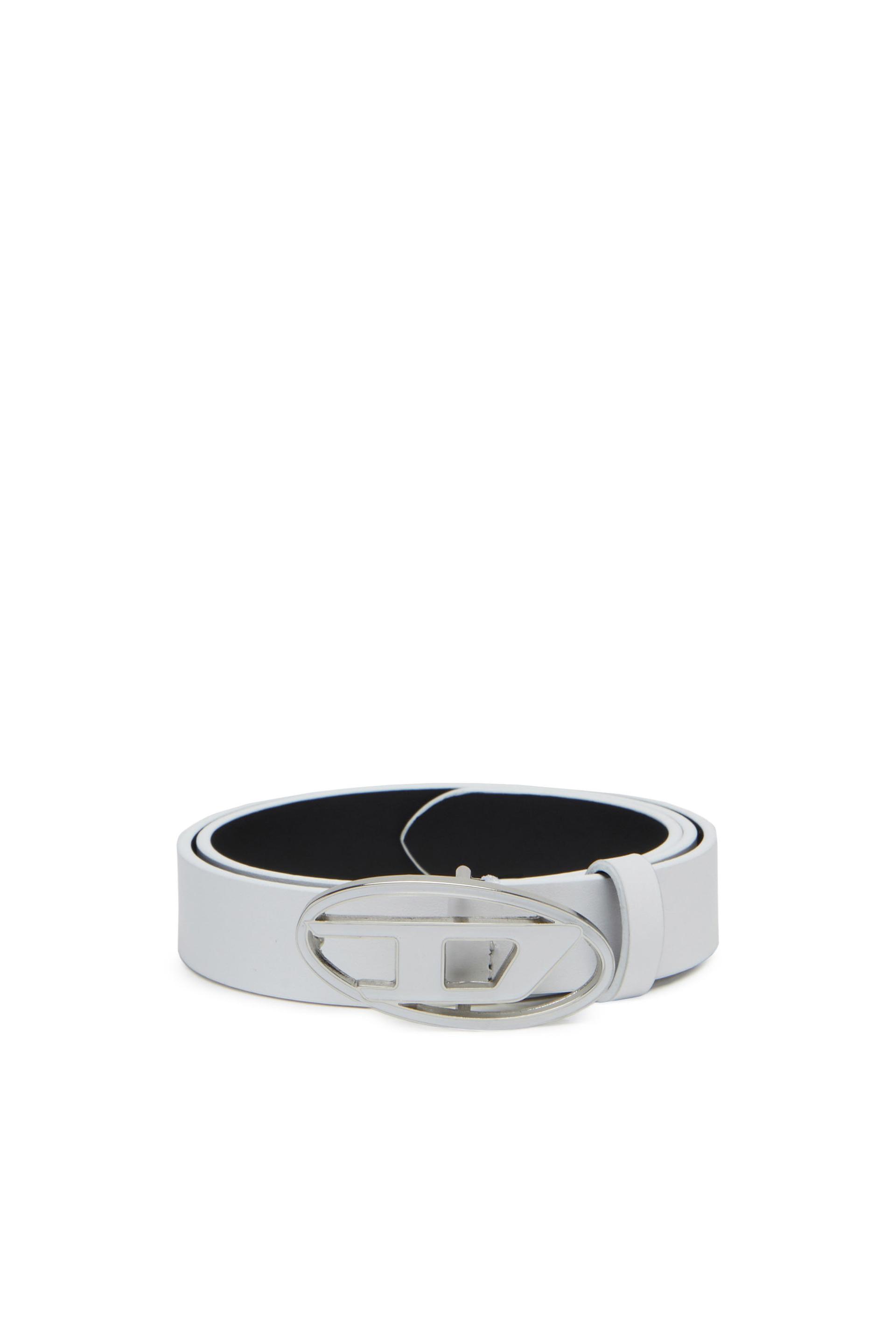 diesel - 2.4cm leather belt with enamelled oval d buckle - belts - woman - white
