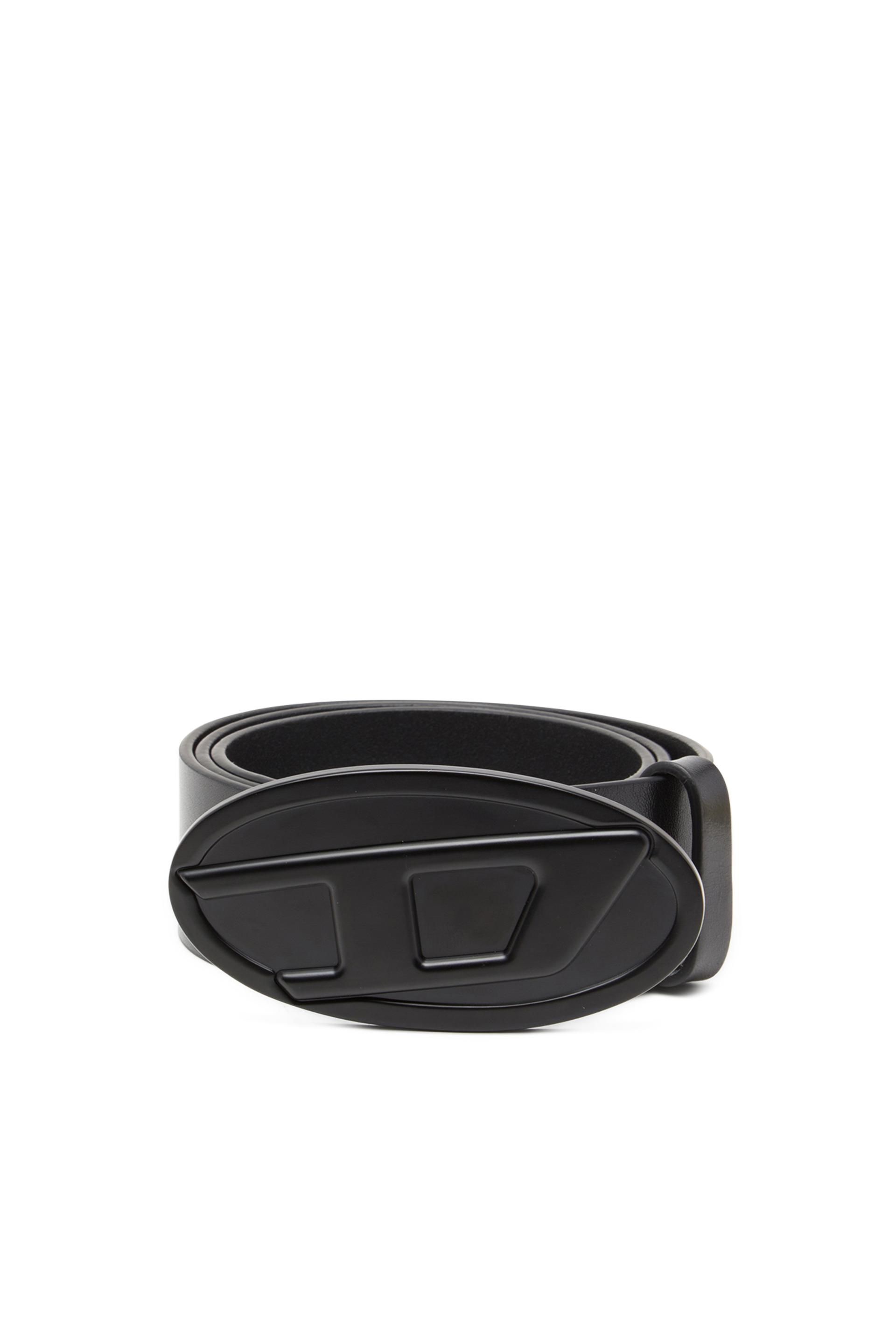 diesel - 4cm leather belt with oval d plaque - belts - woman - black