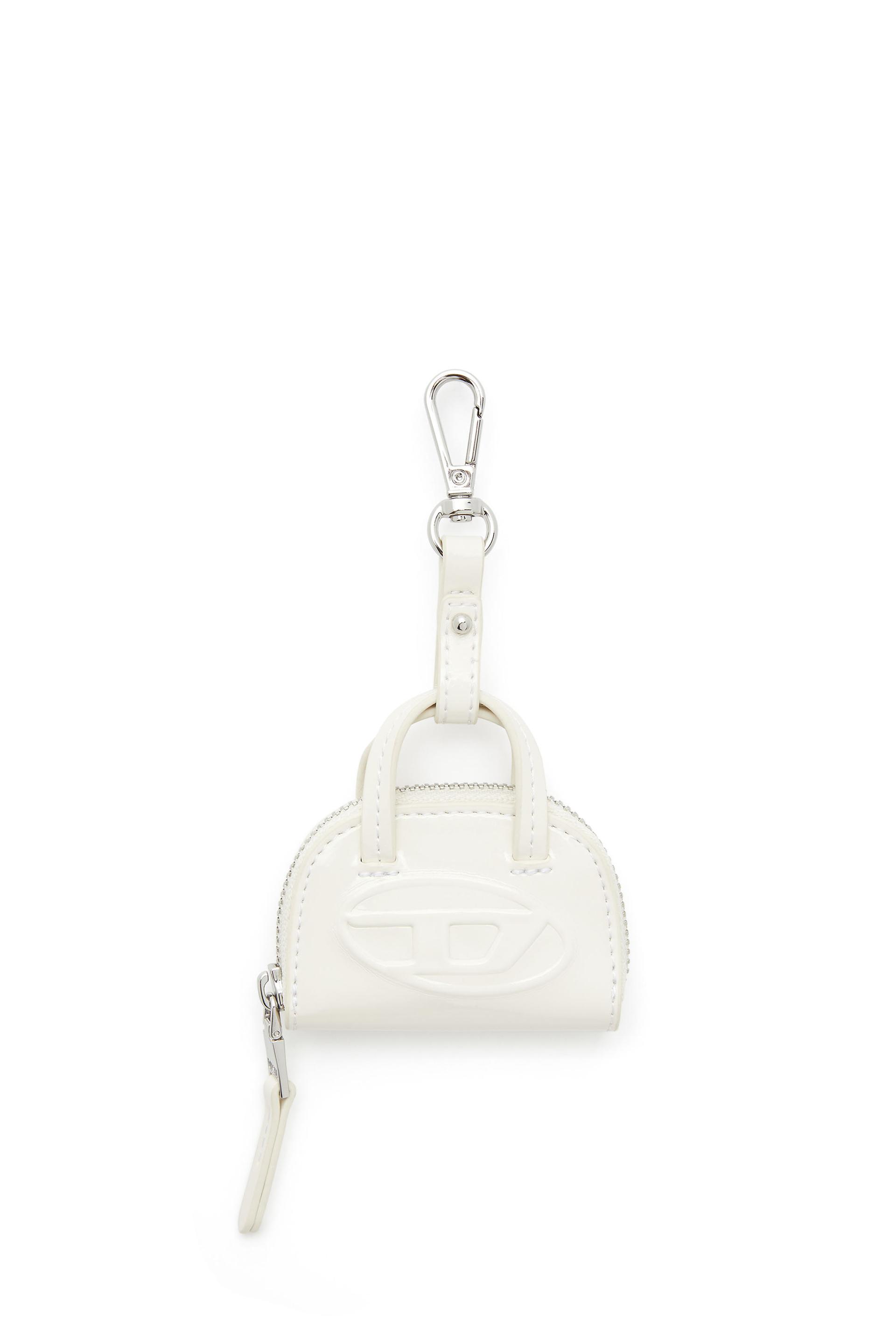 diesel - bag charm in glossy, crinkled naplak - charms and keyrings - woman - white