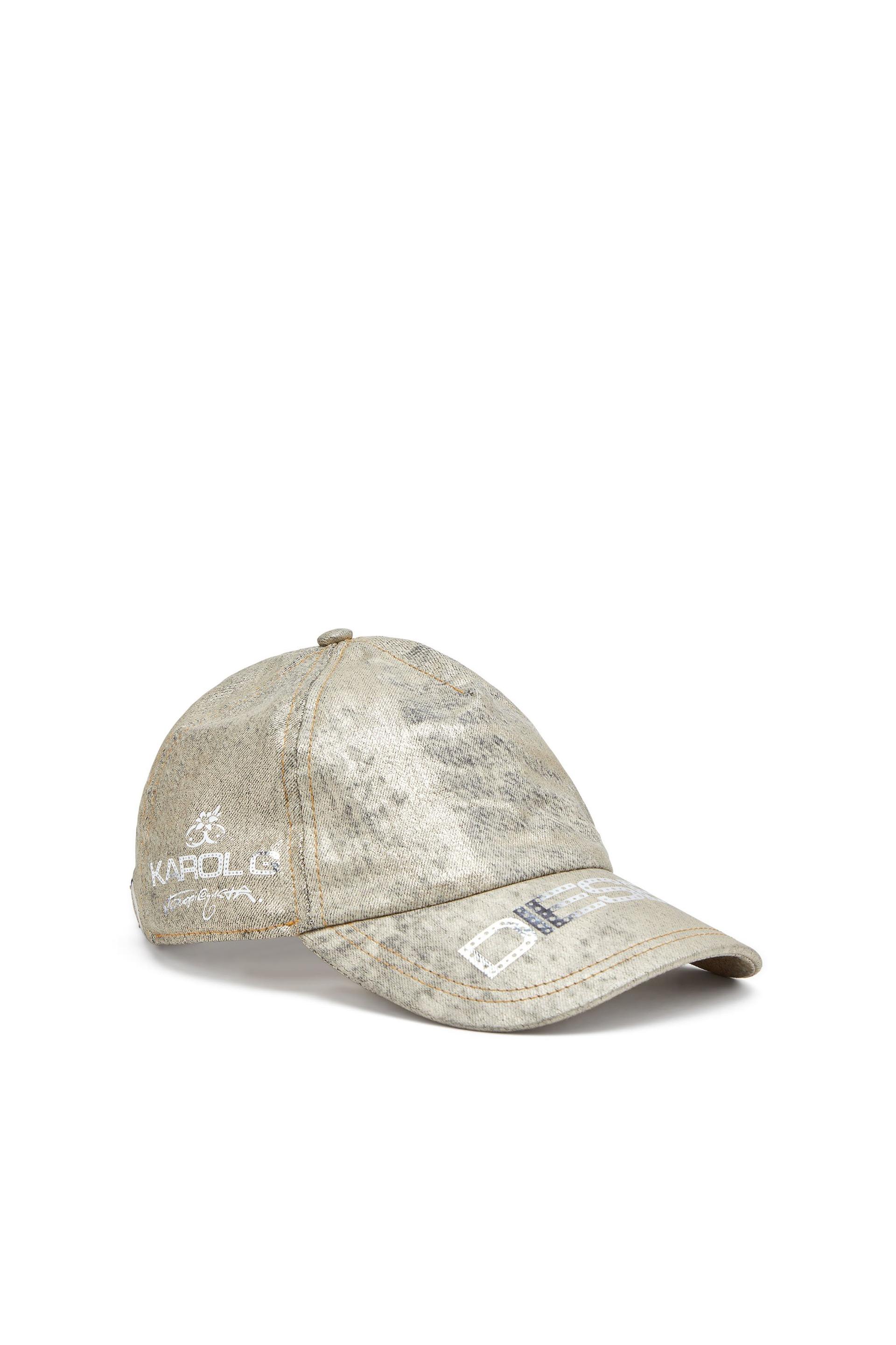 diesel - baseball cap in metallic denim - caps - woman - gold