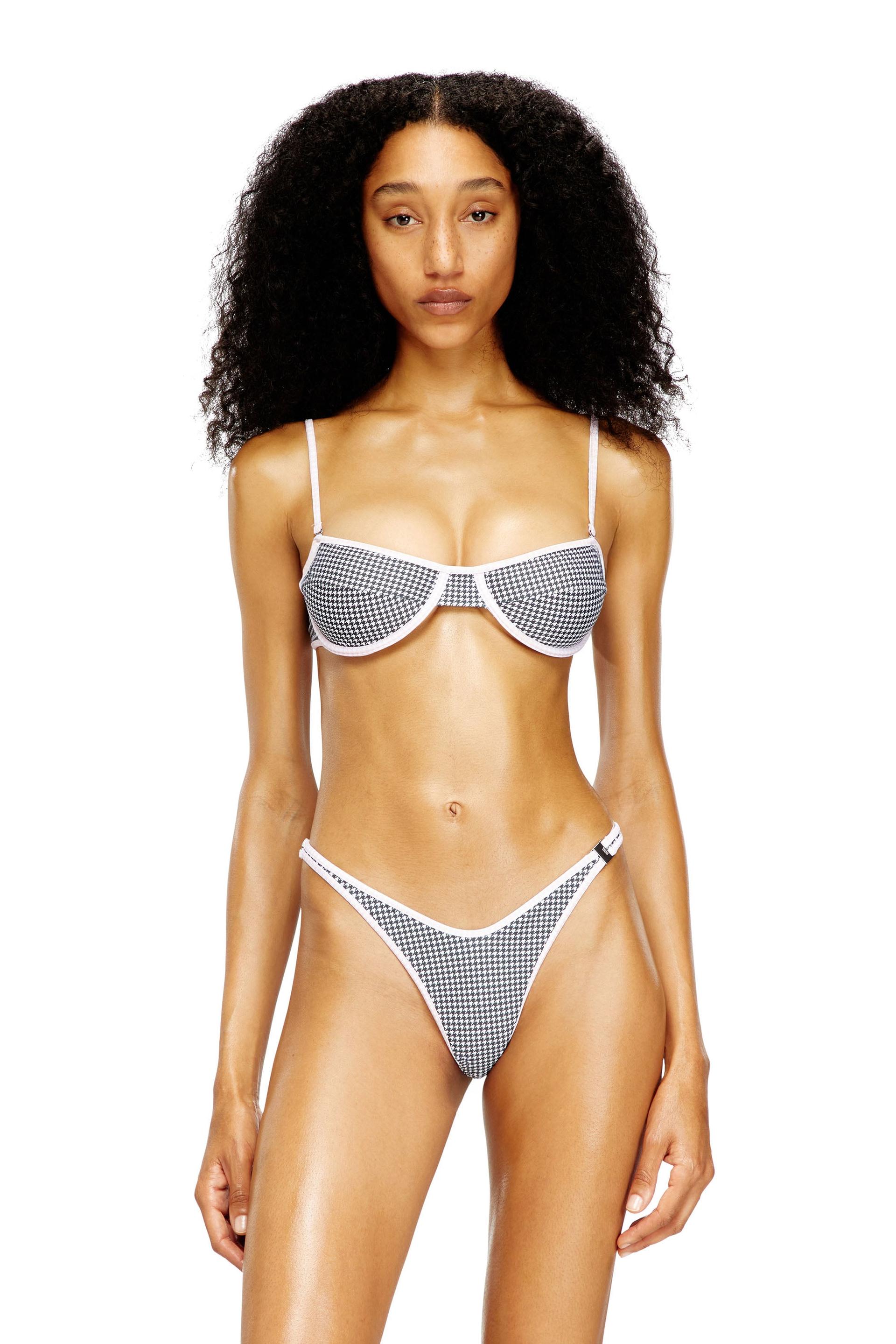 diesel - bikini top with houndstooth print - bras - woman - grey