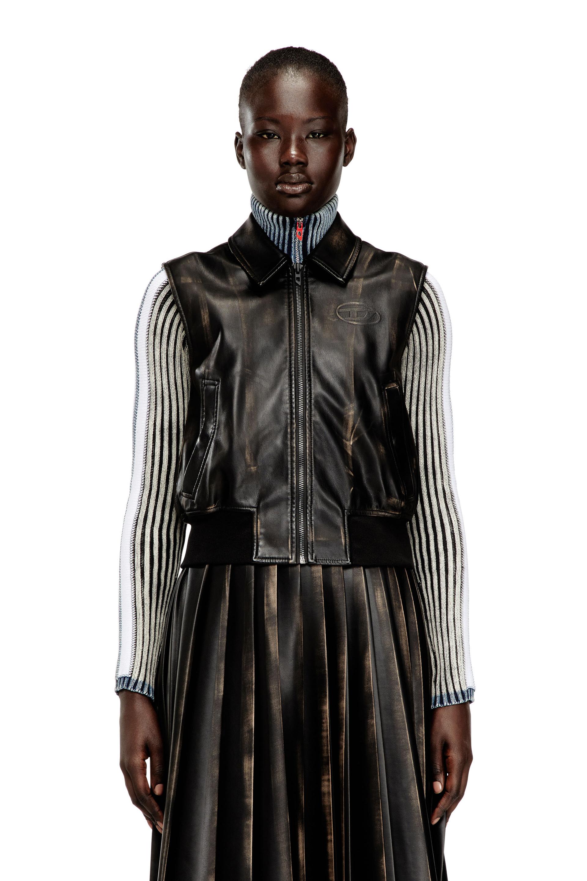 diesel - bomber vest with distressed effect - jackets - woman - brown