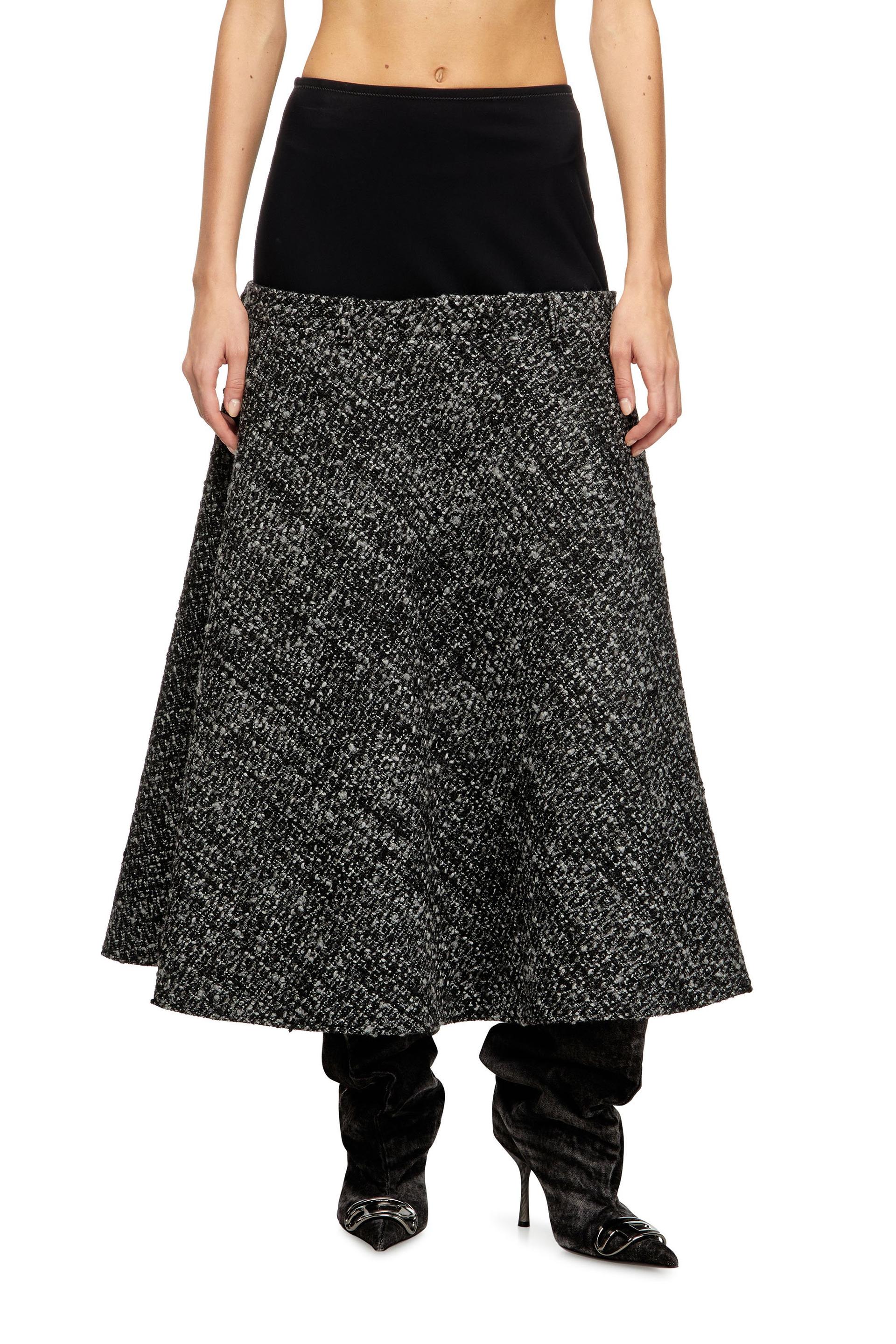 diesel - bouclé skirt with stretch waist - skirts - woman - black