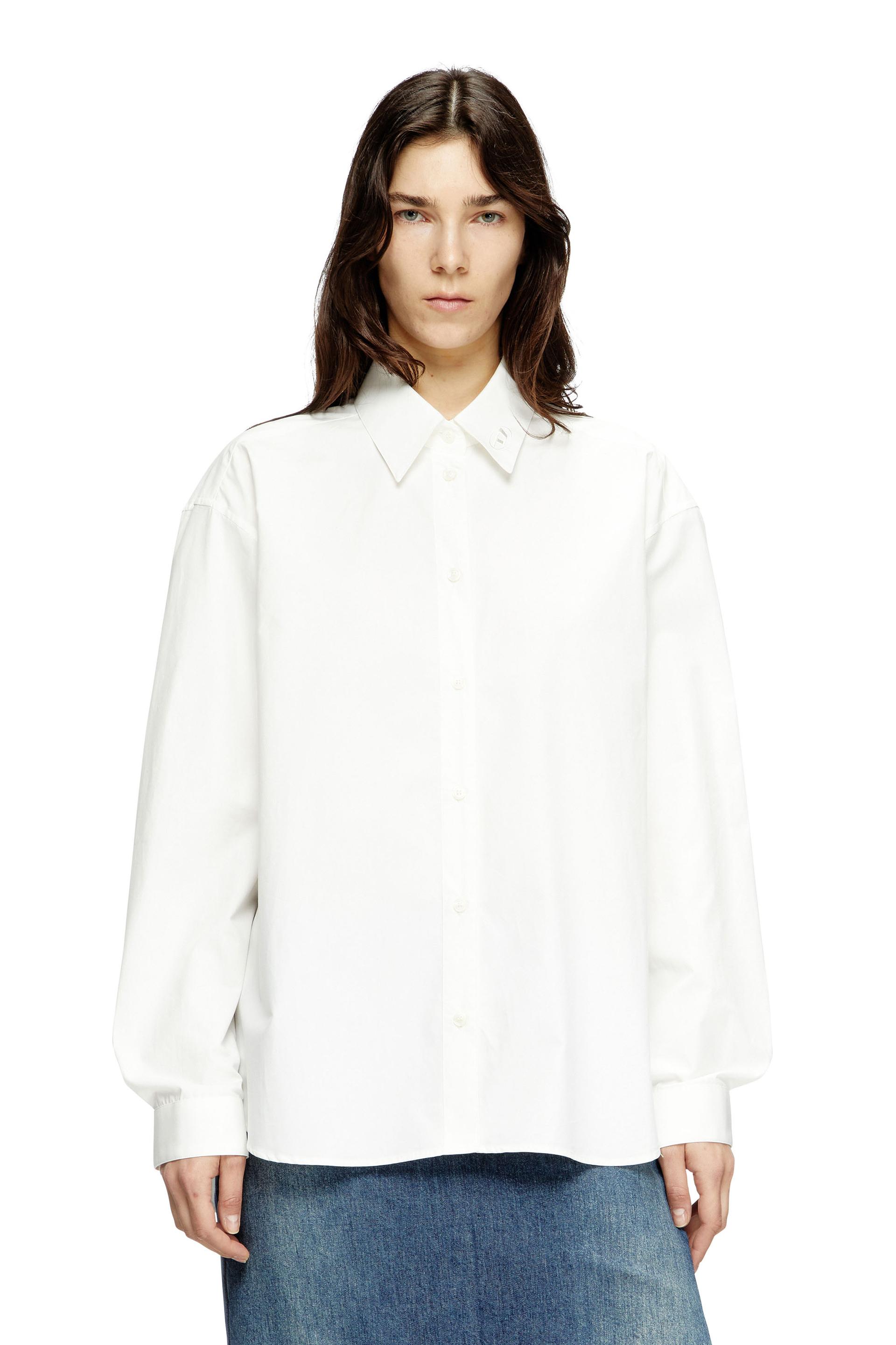 diesel - boyfriend shirt with oval d - shirts - woman - white