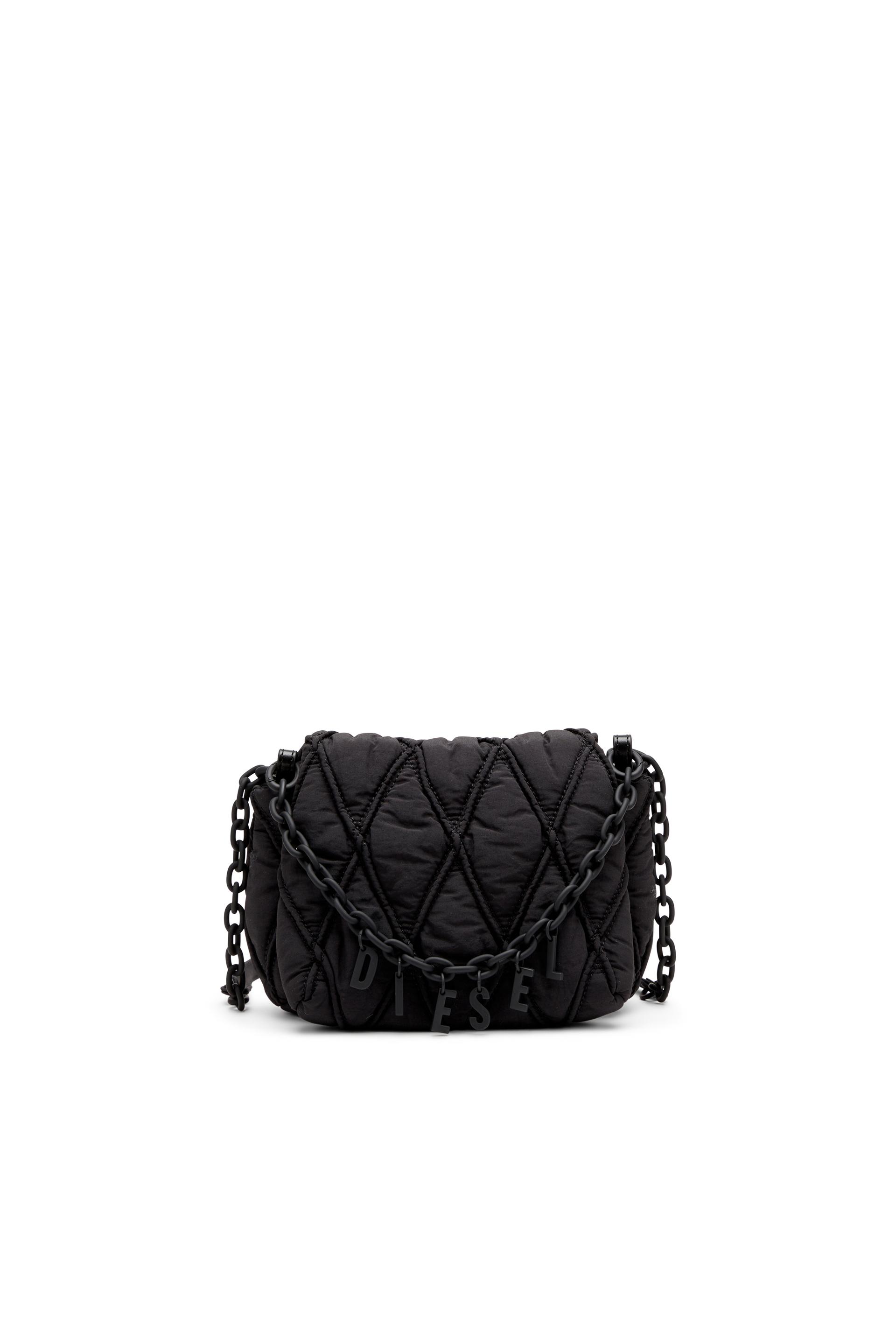 diesel - charm-d s-small shoulder bag in quilted nylon - shoulder bags - woman - black