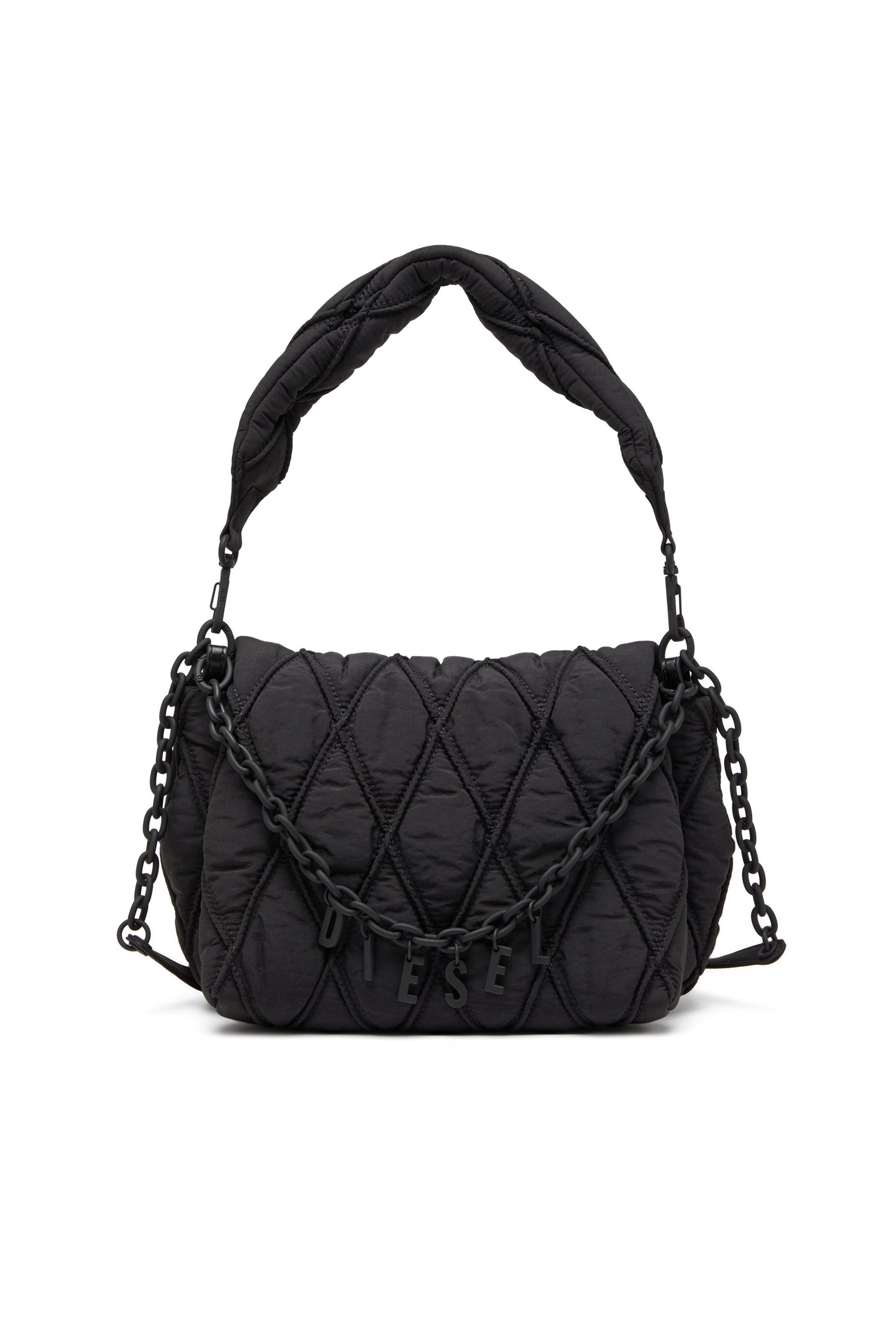 diesel - charm-d-shoulder bag in quilted nylon - shoulder bags - woman - black