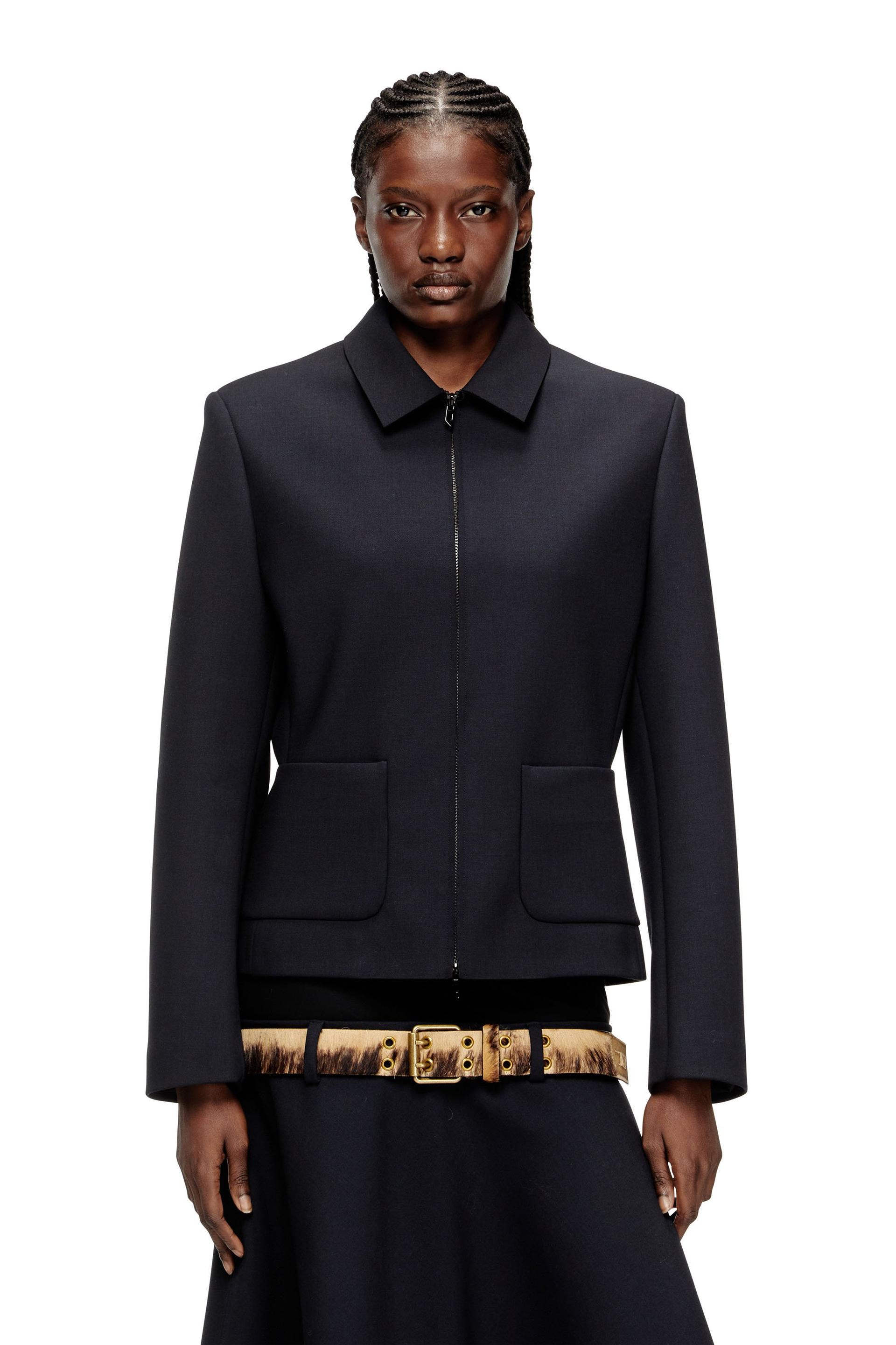 diesel - collared jacket in neoprene-bonded fabric - jackets - woman - blue