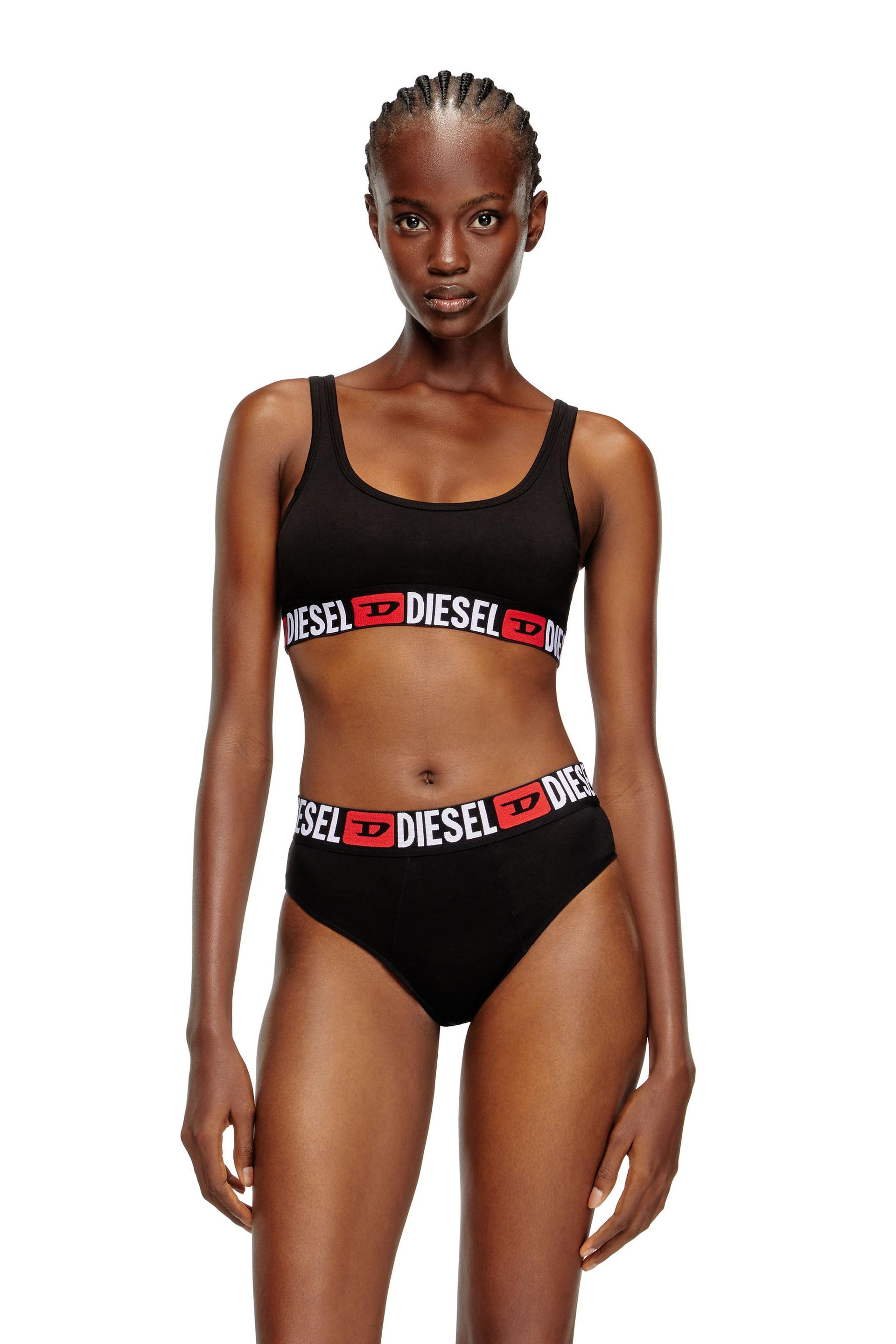 diesel - cotton bralette with logo - bras - woman - black