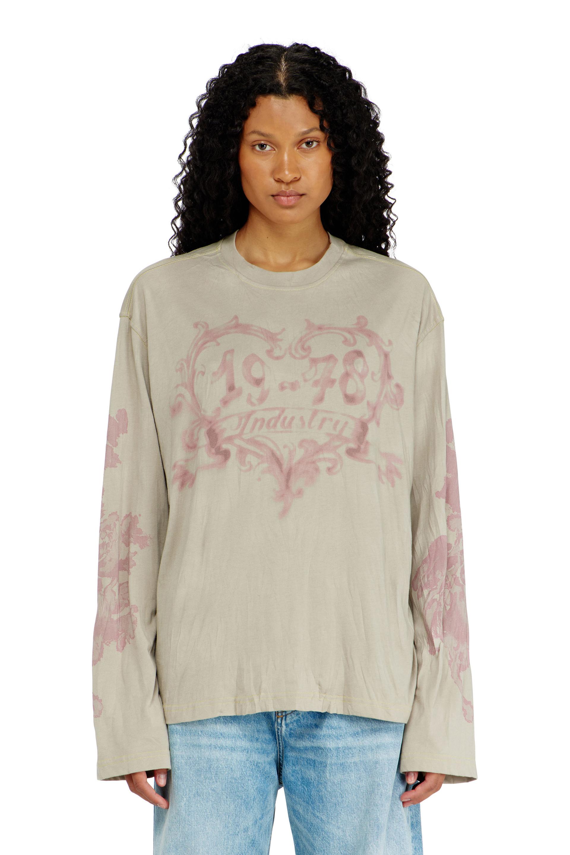 diesel - cotton long-sleeve t-shirt with graphic print - t-shirts - woman - multicolor