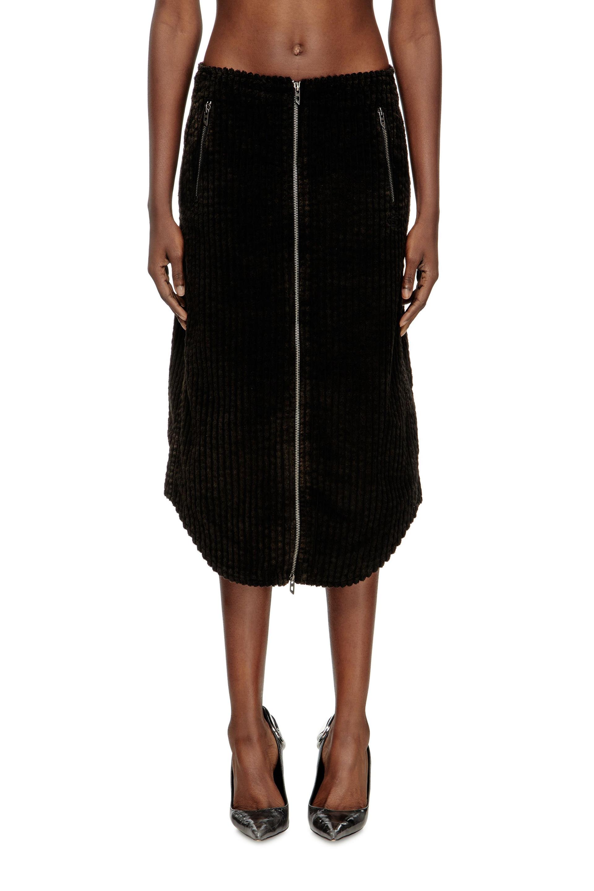 diesel - cotton midi skirt with zipper - skirts - woman - black
