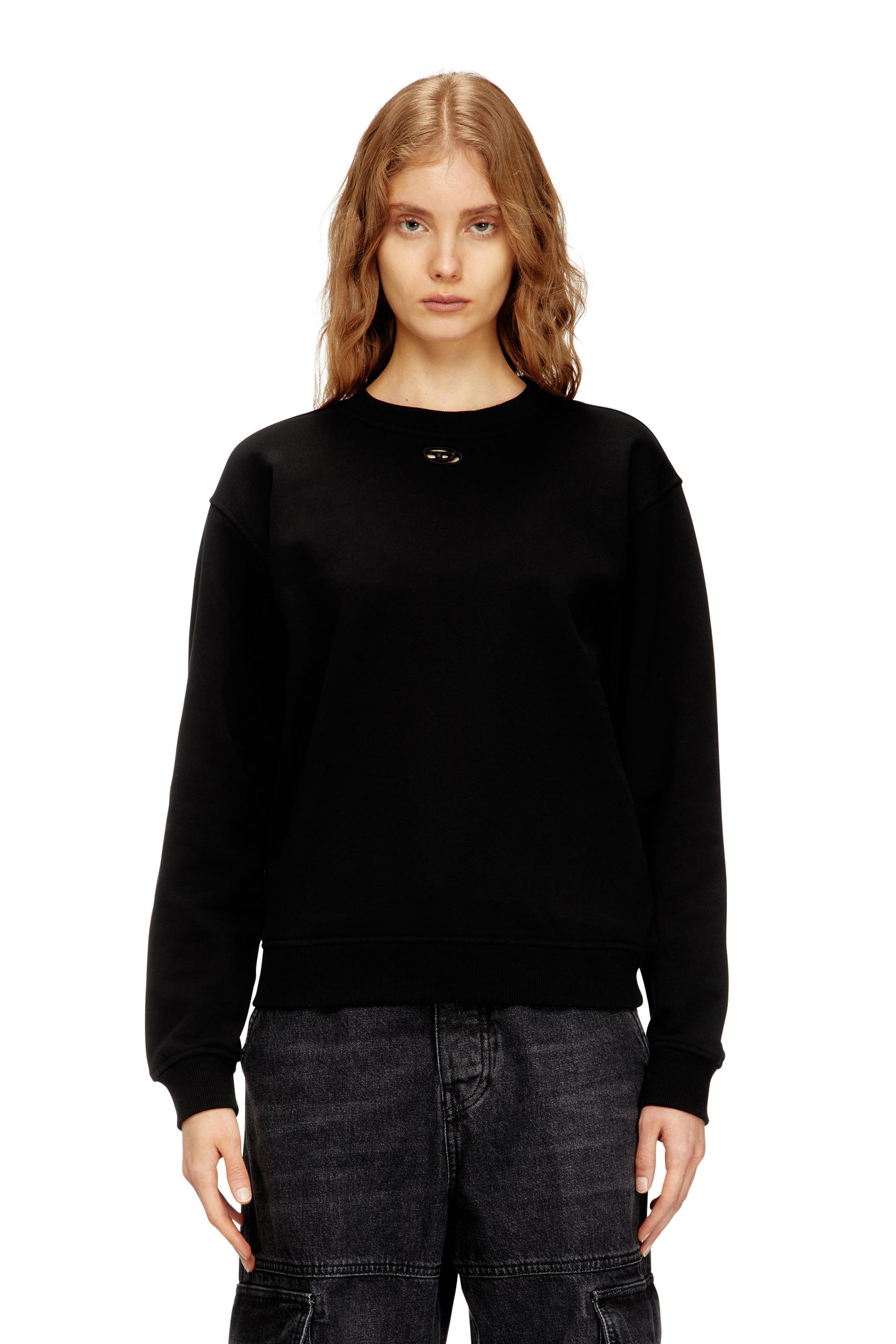 diesel - cotton sweatshirt with oval d embroidery - sweaters - woman - black