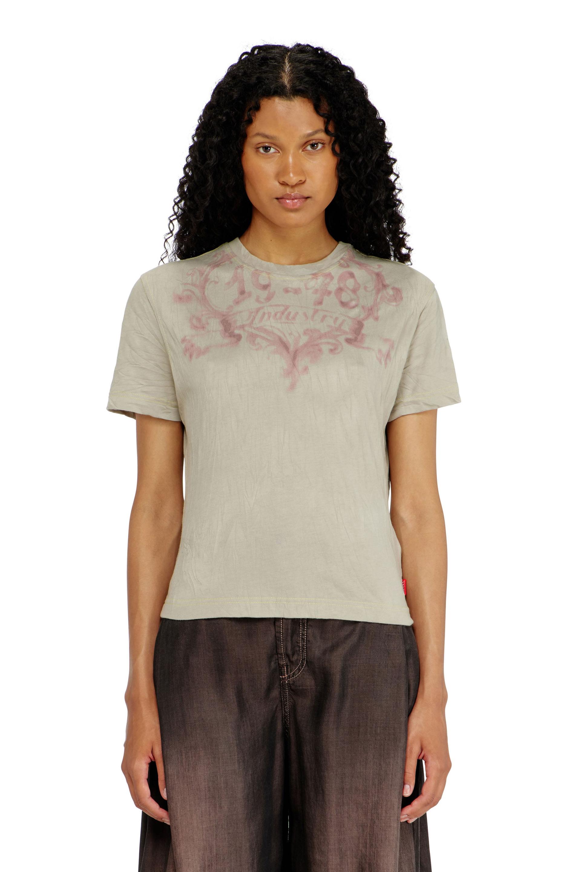 diesel - cotton t-shirt with graphic print - t-shirts - woman - multicolor