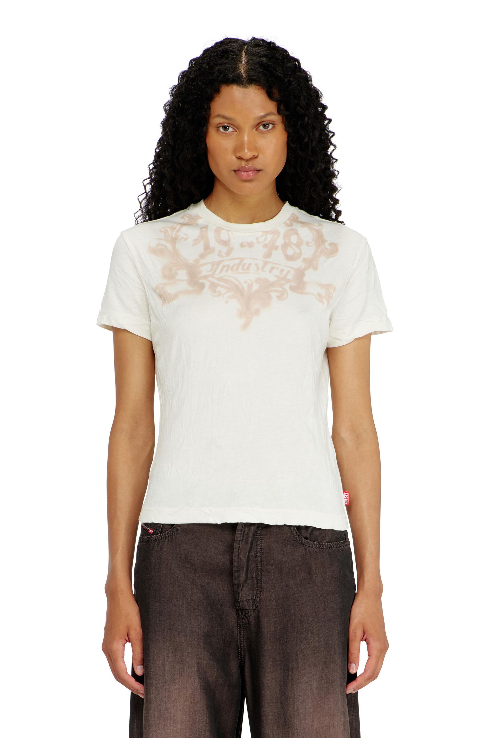 diesel - cotton t-shirt with graphic print - t-shirts - woman - multicolor