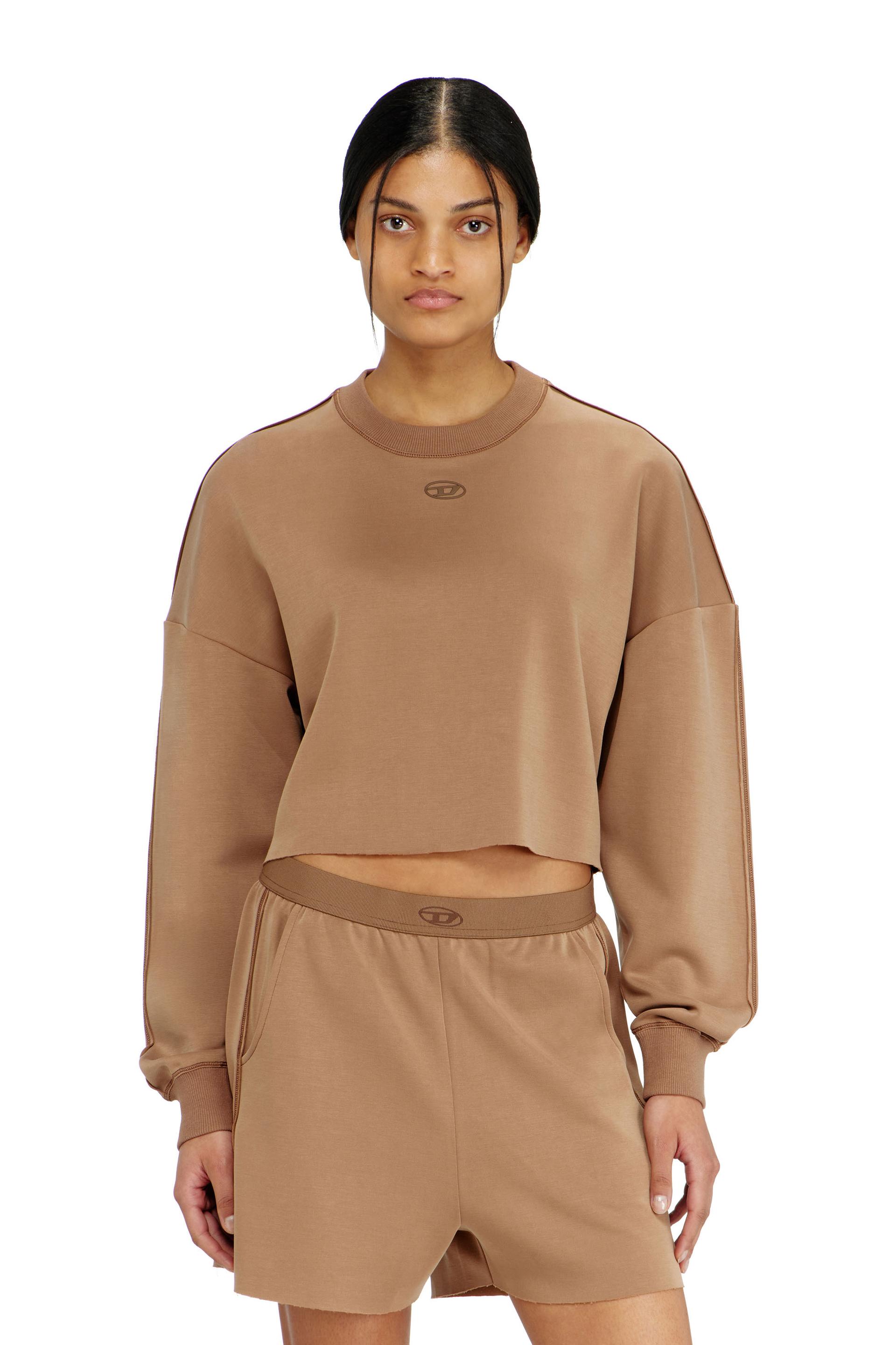 diesel - crop top in light stretch scuba - tops - woman - brown