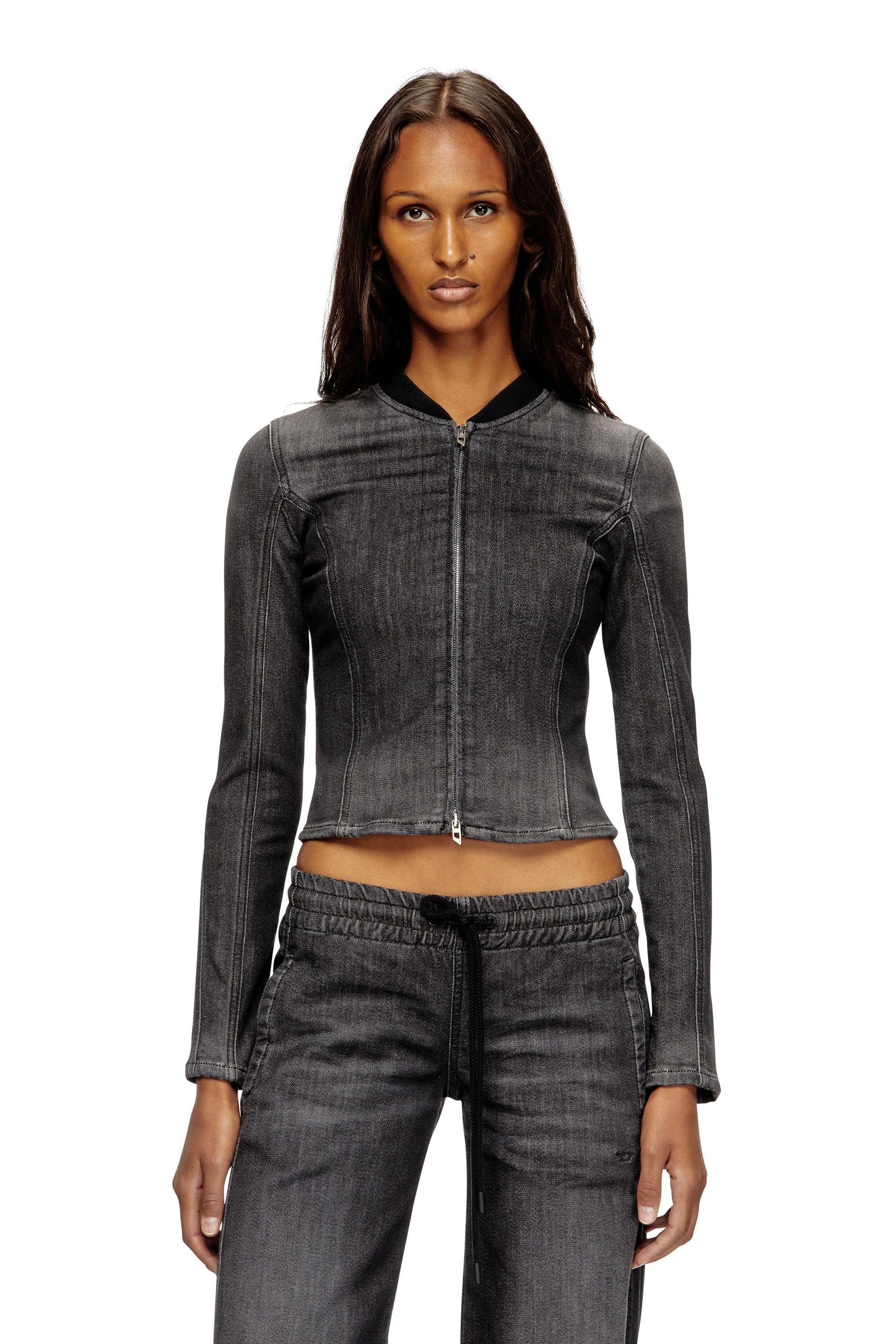 diesel - cropped jacket in monochrome denim - tops - woman - black