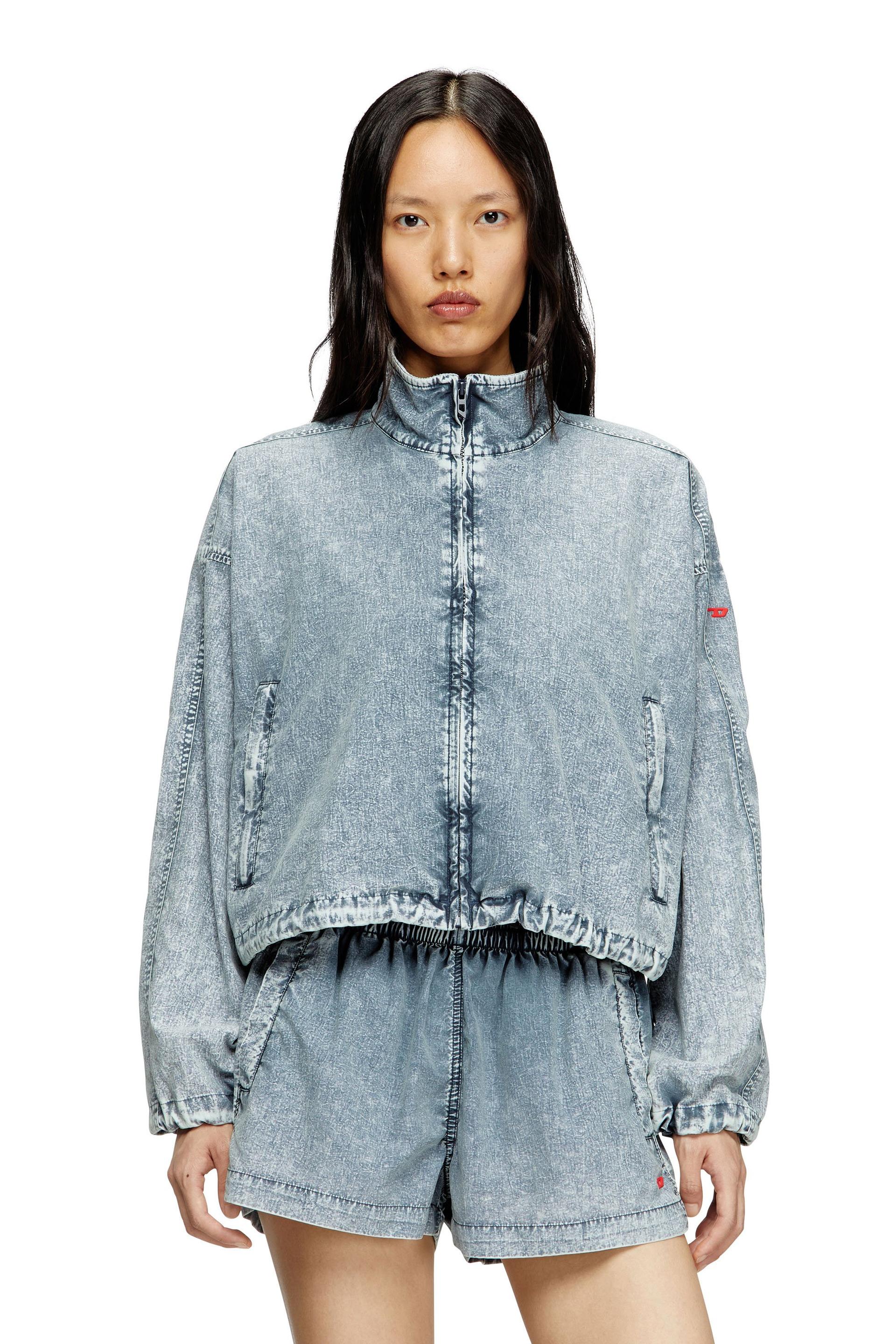 diesel - cropped jacket in recycled nylon taslan - jackets - woman - blue
