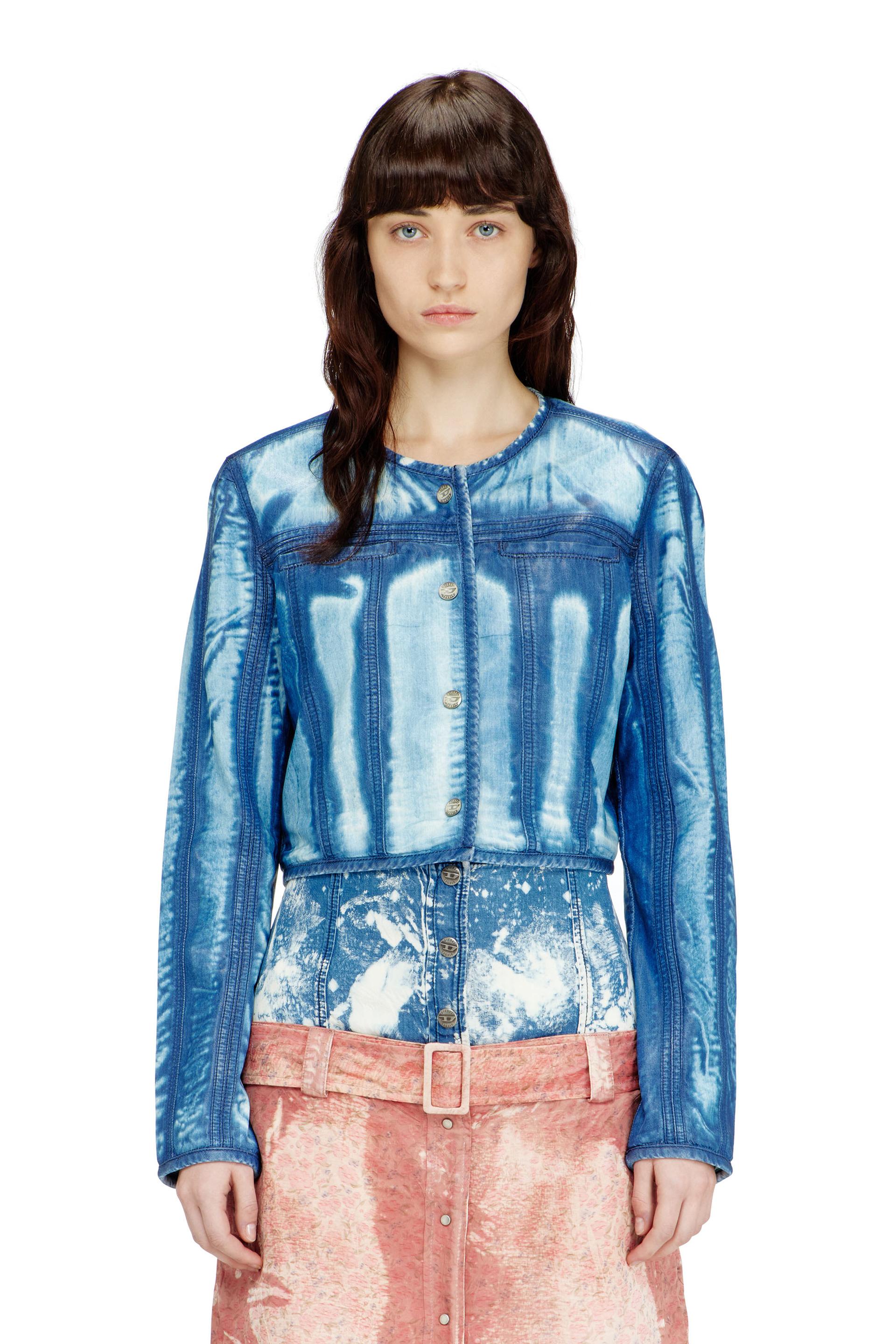 diesel - cropped jacket in x-ray lyocell denim - denim jackets - woman - blue