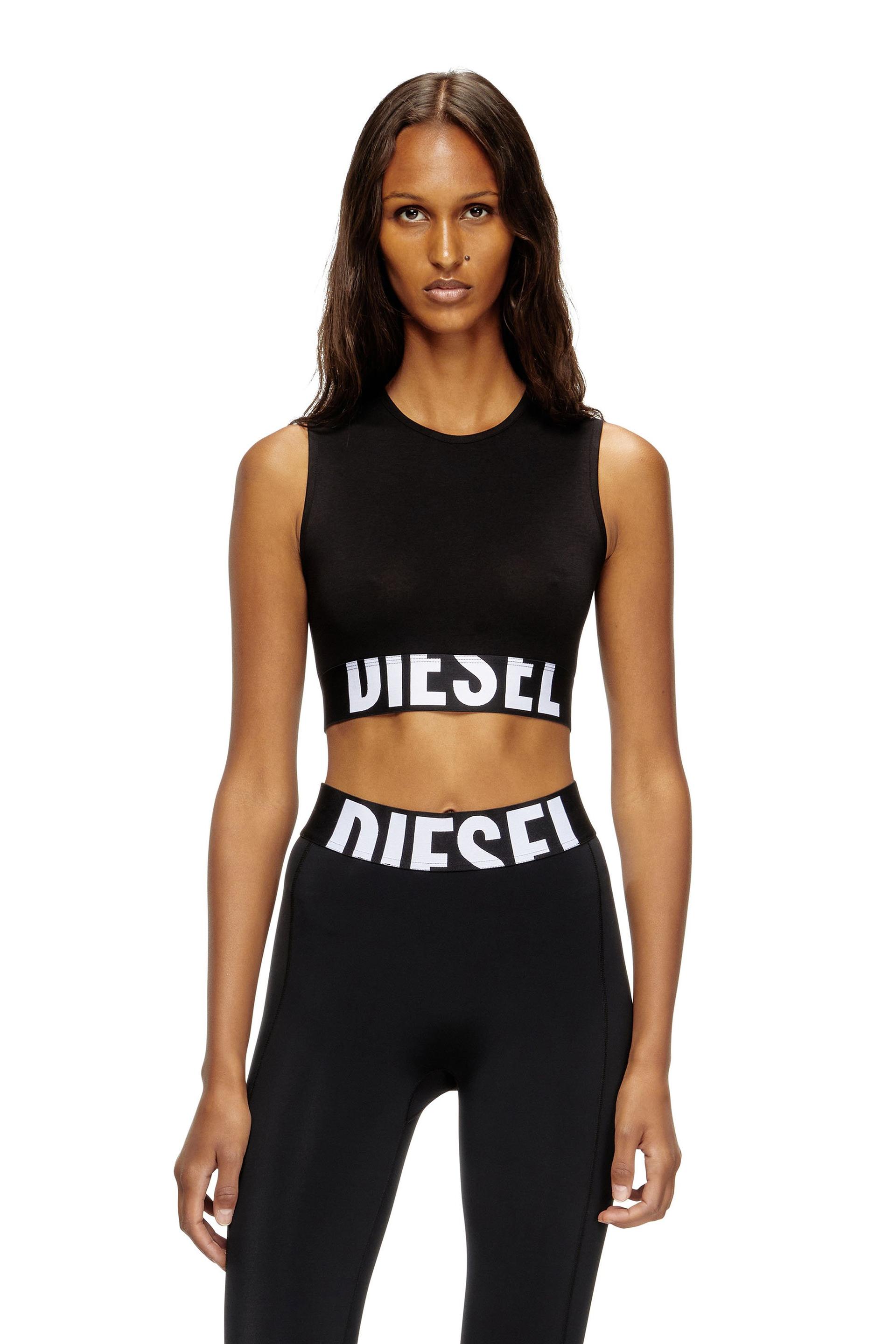 diesel - cropped tank top with cut-off logo - tops - woman - black