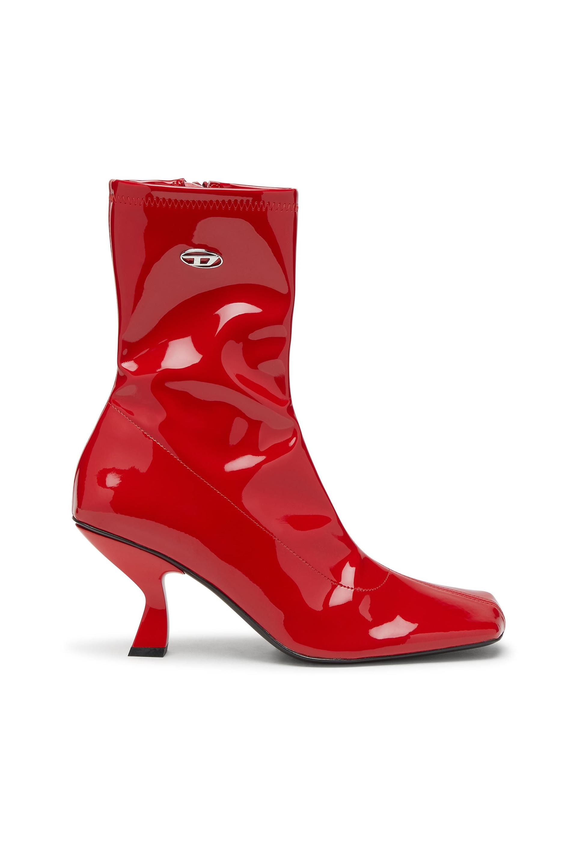 diesel - d-amber-ankle boots in patent stretch pu - ankle boots - woman - red