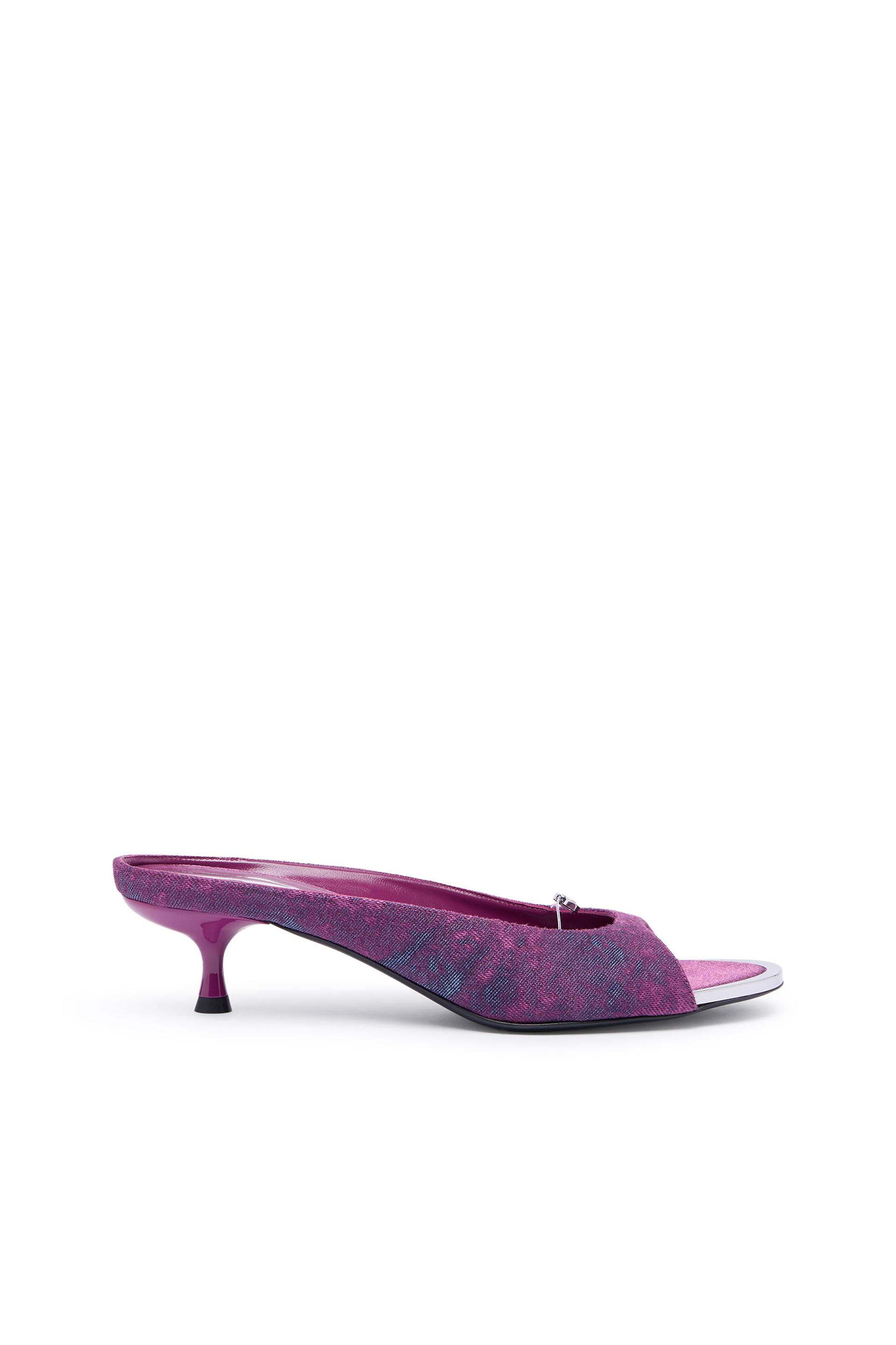 diesel - d-diam's-low denim mule with floating oval d - moccasins and mules - woman - violet
