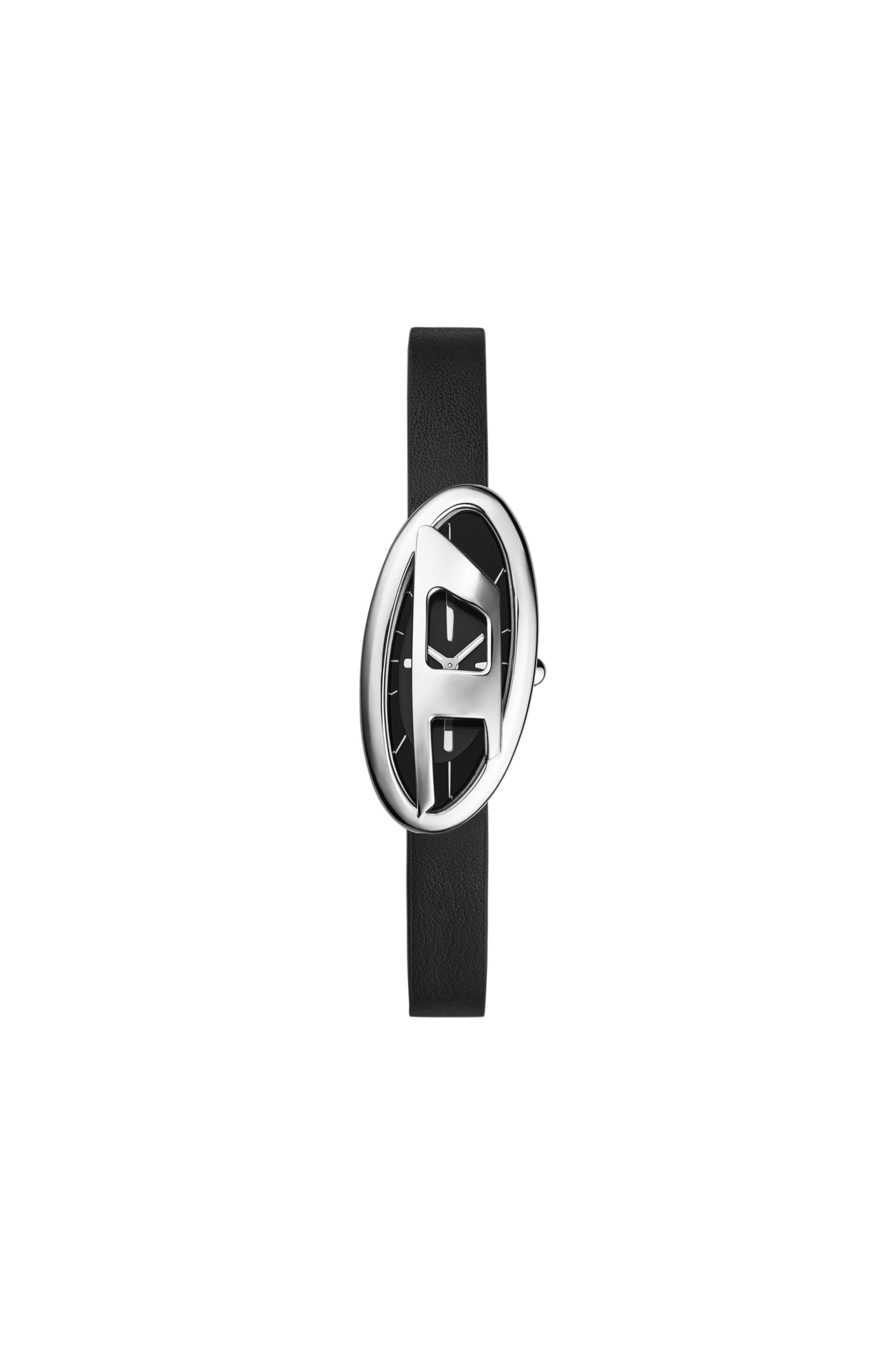 diesel - d-era two -hand black leather watch - timeframes - woman - black